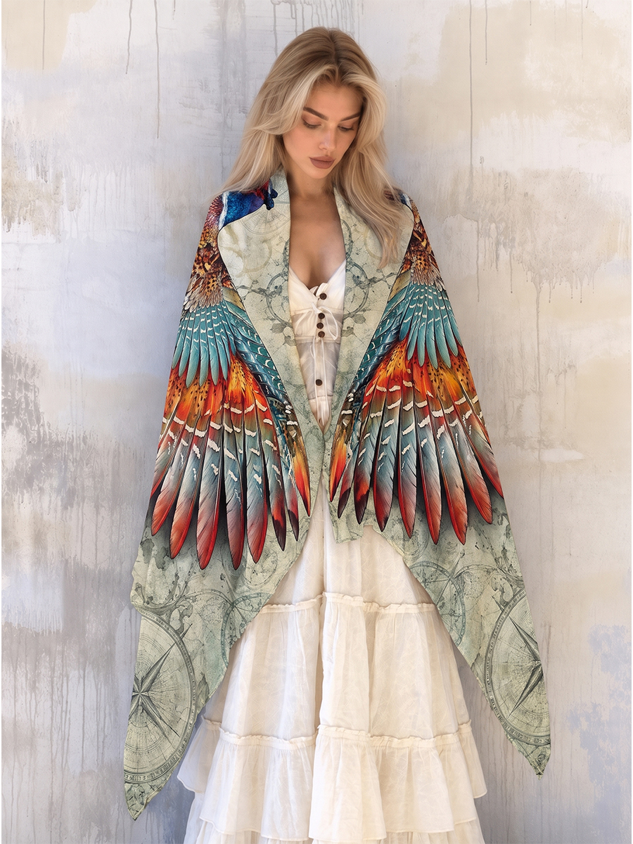 Vintage Compass Pheasant Wing Shawl