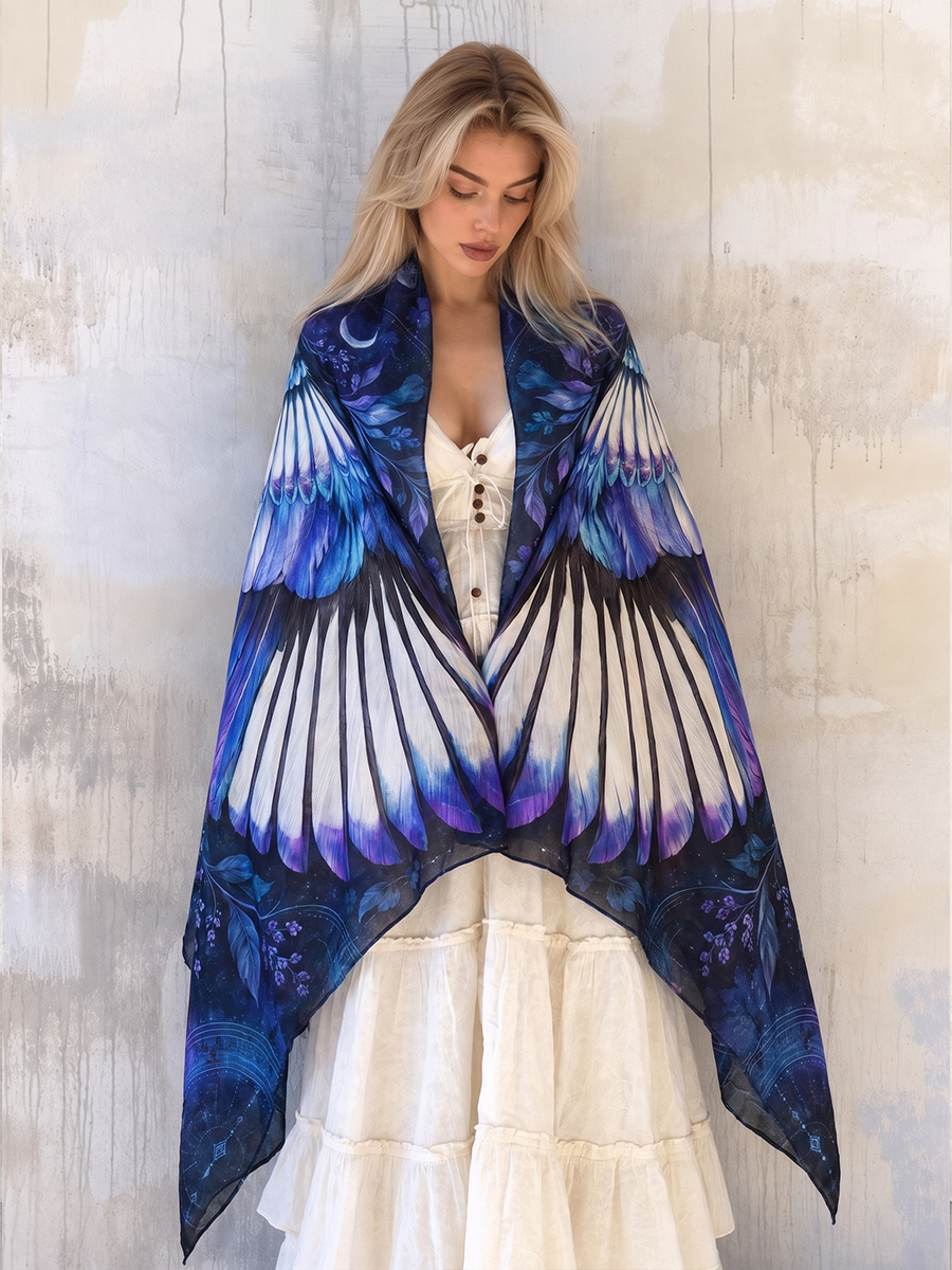 Midnight Blue Magpie Wing Shawl