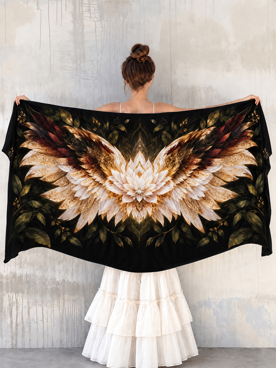 Midnight Bloom Feather Wings Shawl