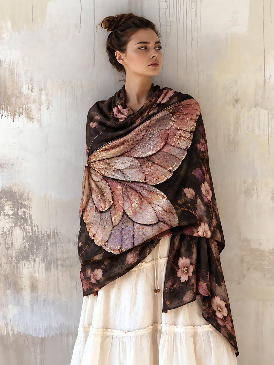 Twilight Blush Cicada Garden Shawl