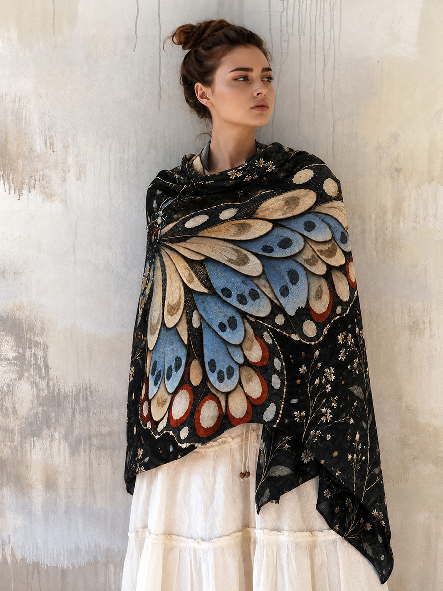 Midnight Mosaic Butterfly Shawl