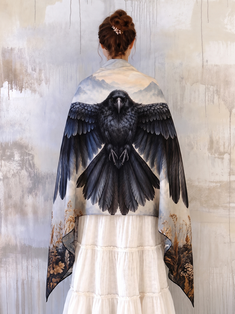 Silent Mountain Raven Wing Shawl