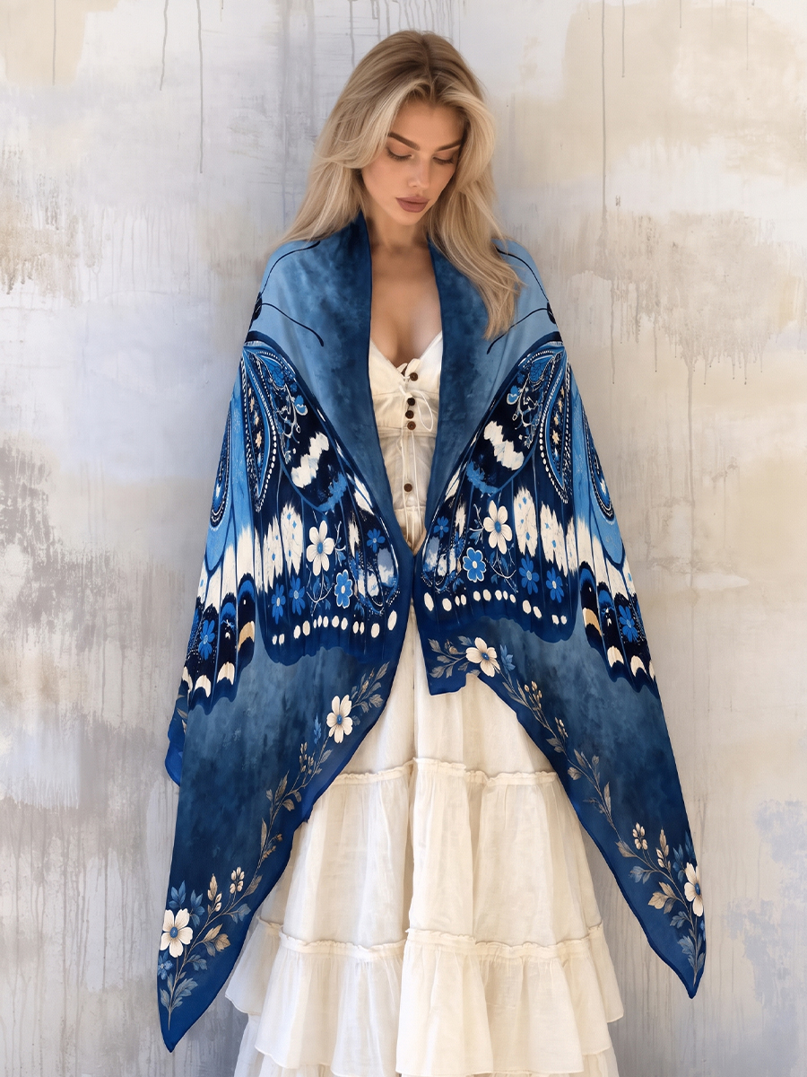 Blue Butterfly Blossom Dream Shawl