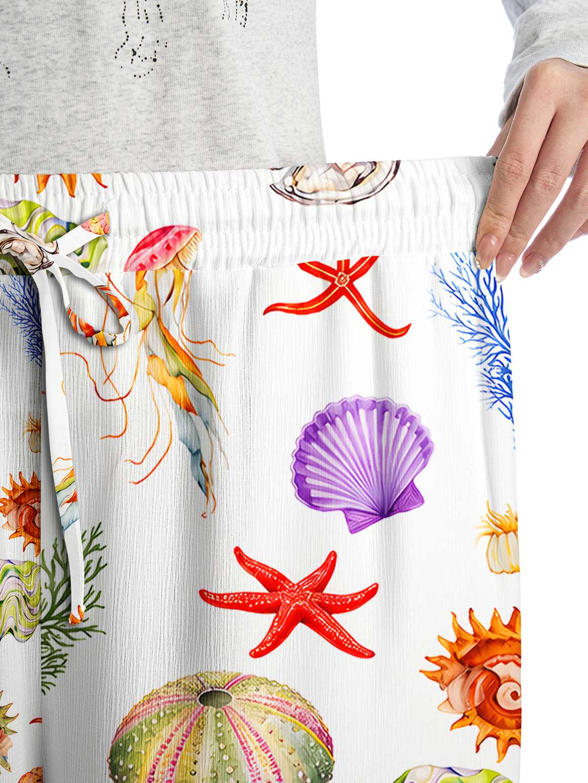 Jellyfish & Seashell Garden Wide Leg Pants Women