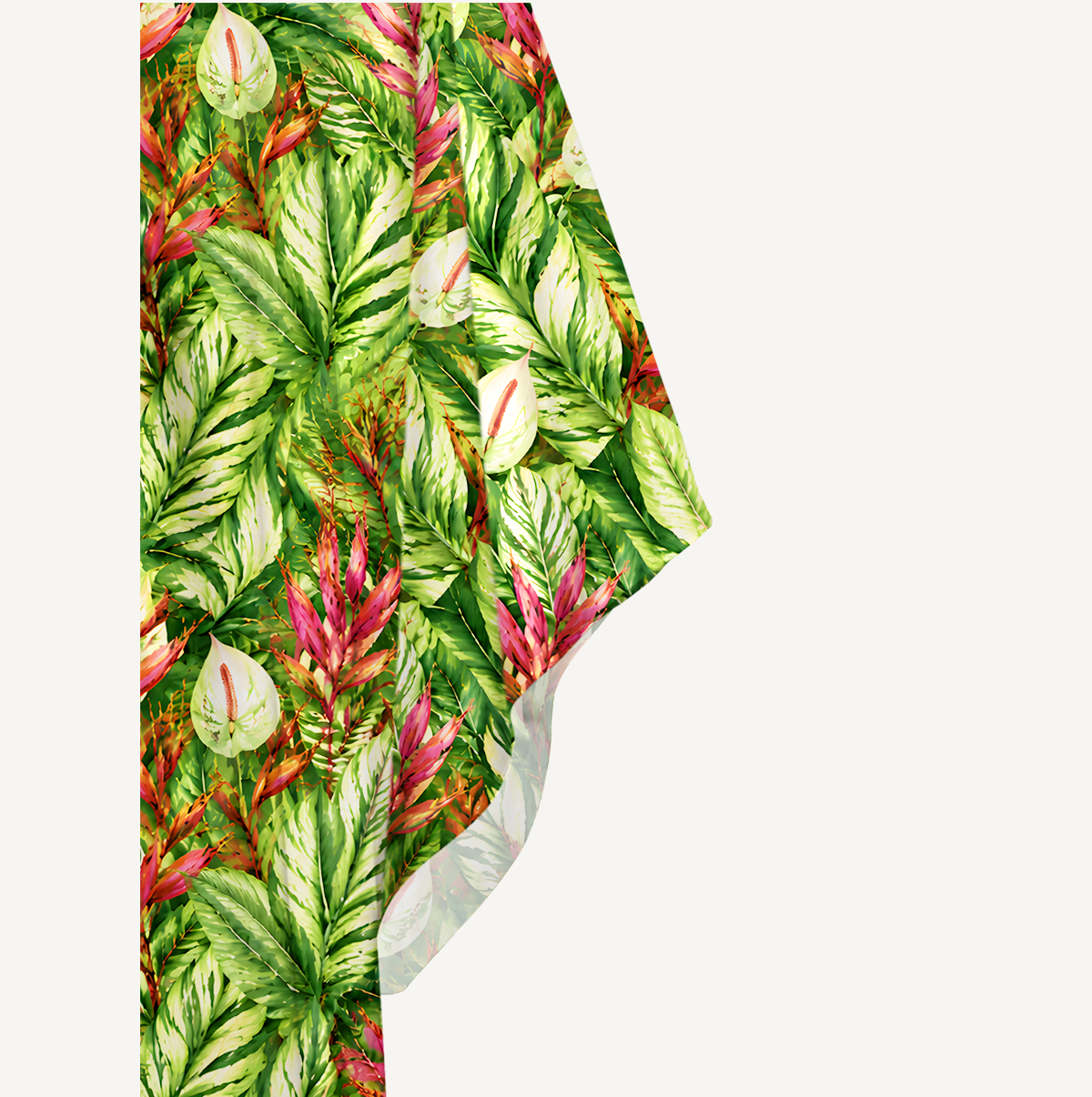Tropical Flowers Kimono Sleeve Kaftan Dress
