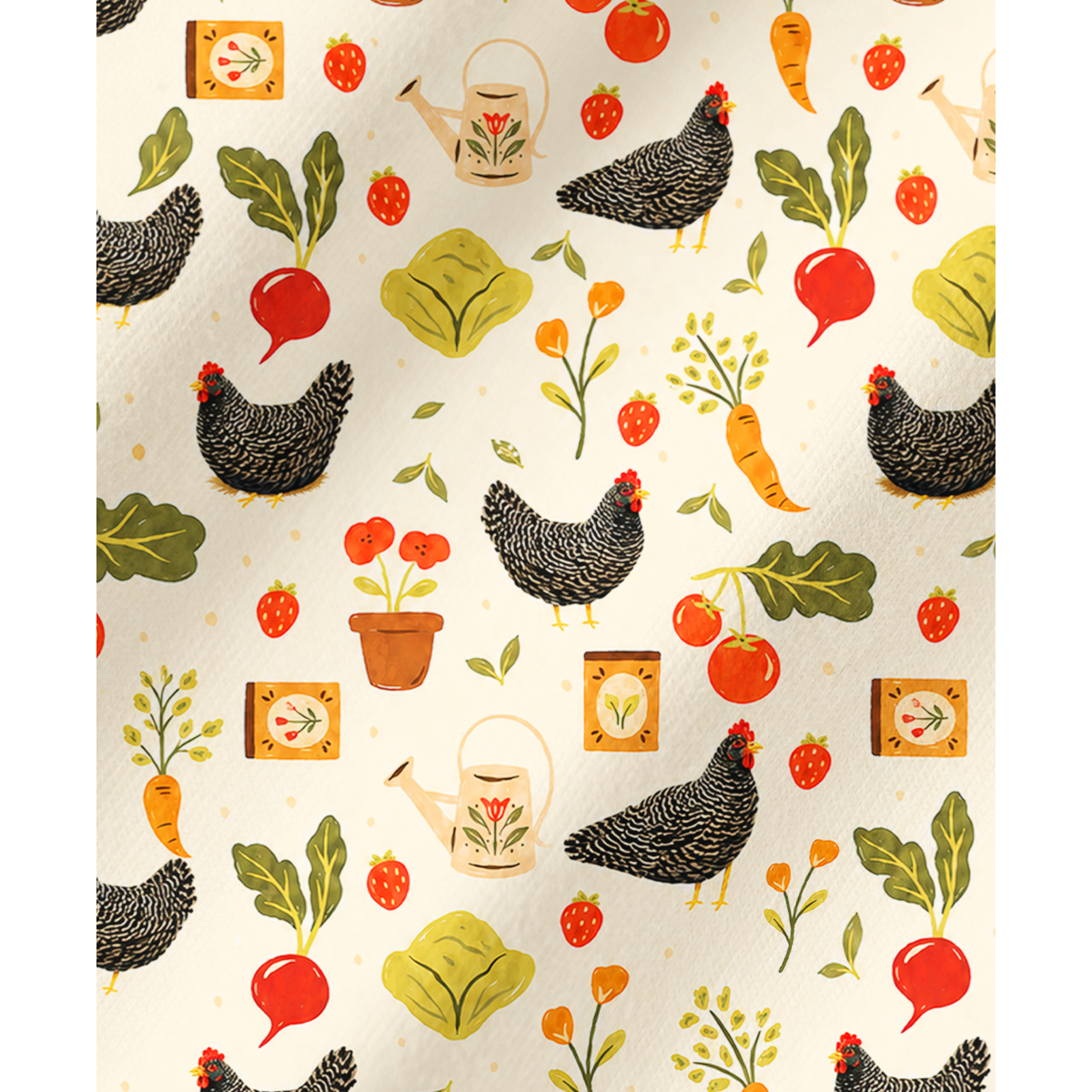 Charming Country Hen & Vegetable Long Sleeves Pajama Sets