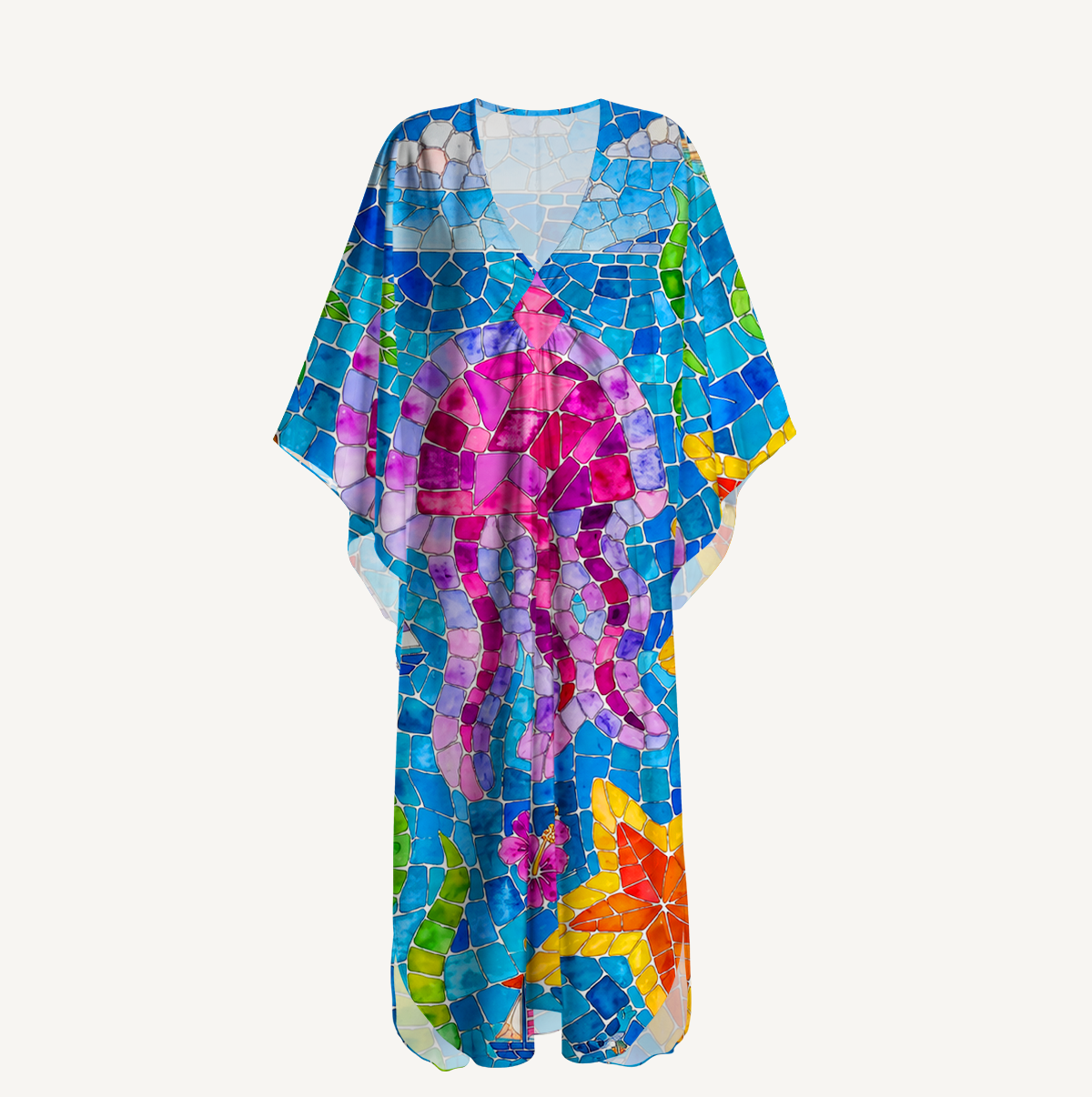 Under the Sea Kimono Sleeve Kaftan Dress