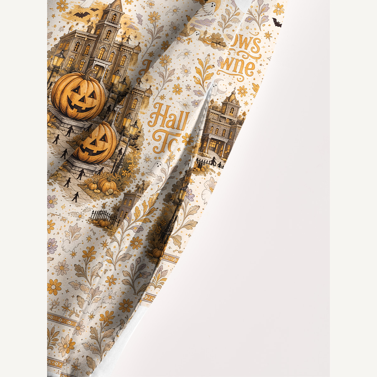 Haunted Village Pumpkin Print Halloween Strap Maxi Dress With Pockets