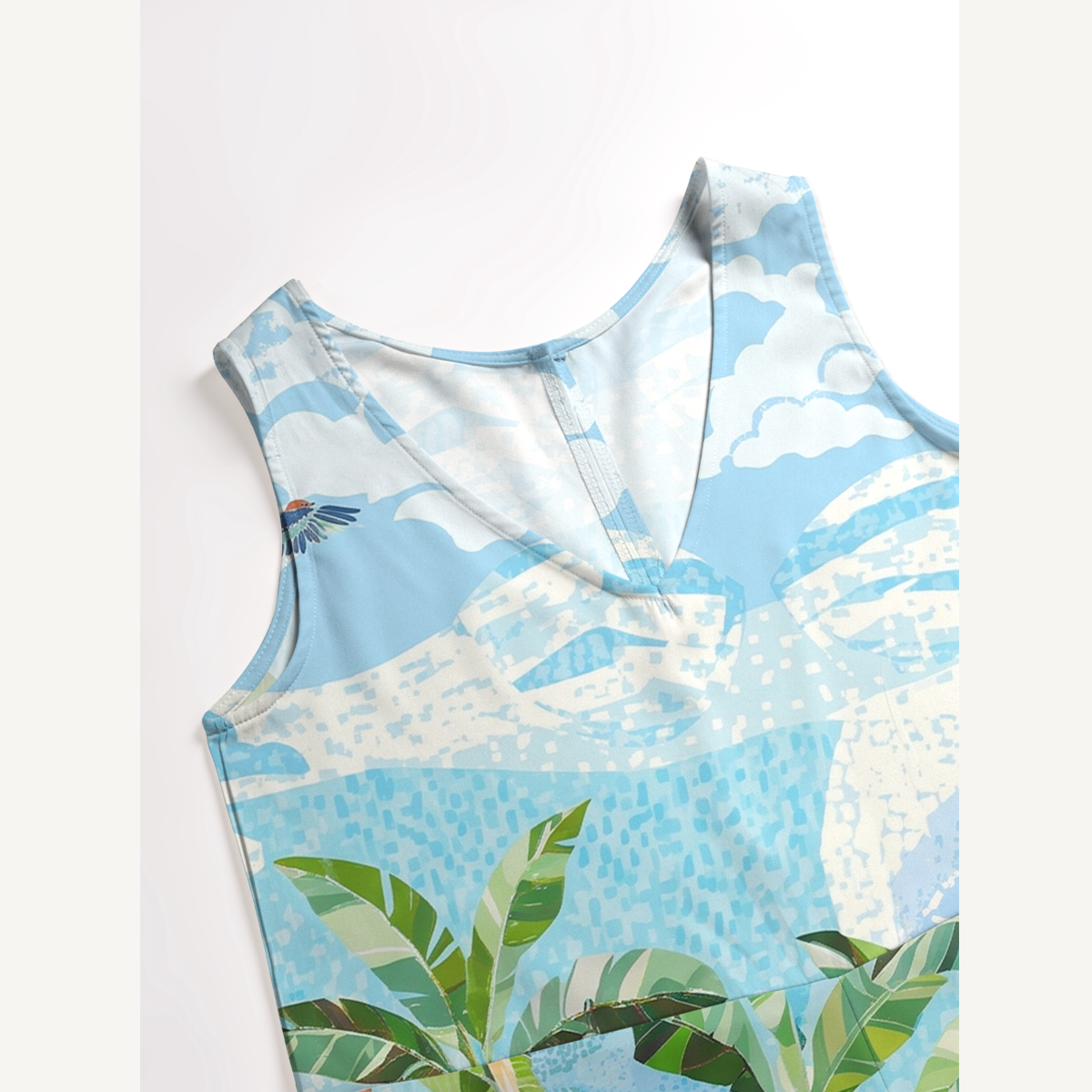 Rainforest Palm Tree Jumpsuit with Pockets for Women