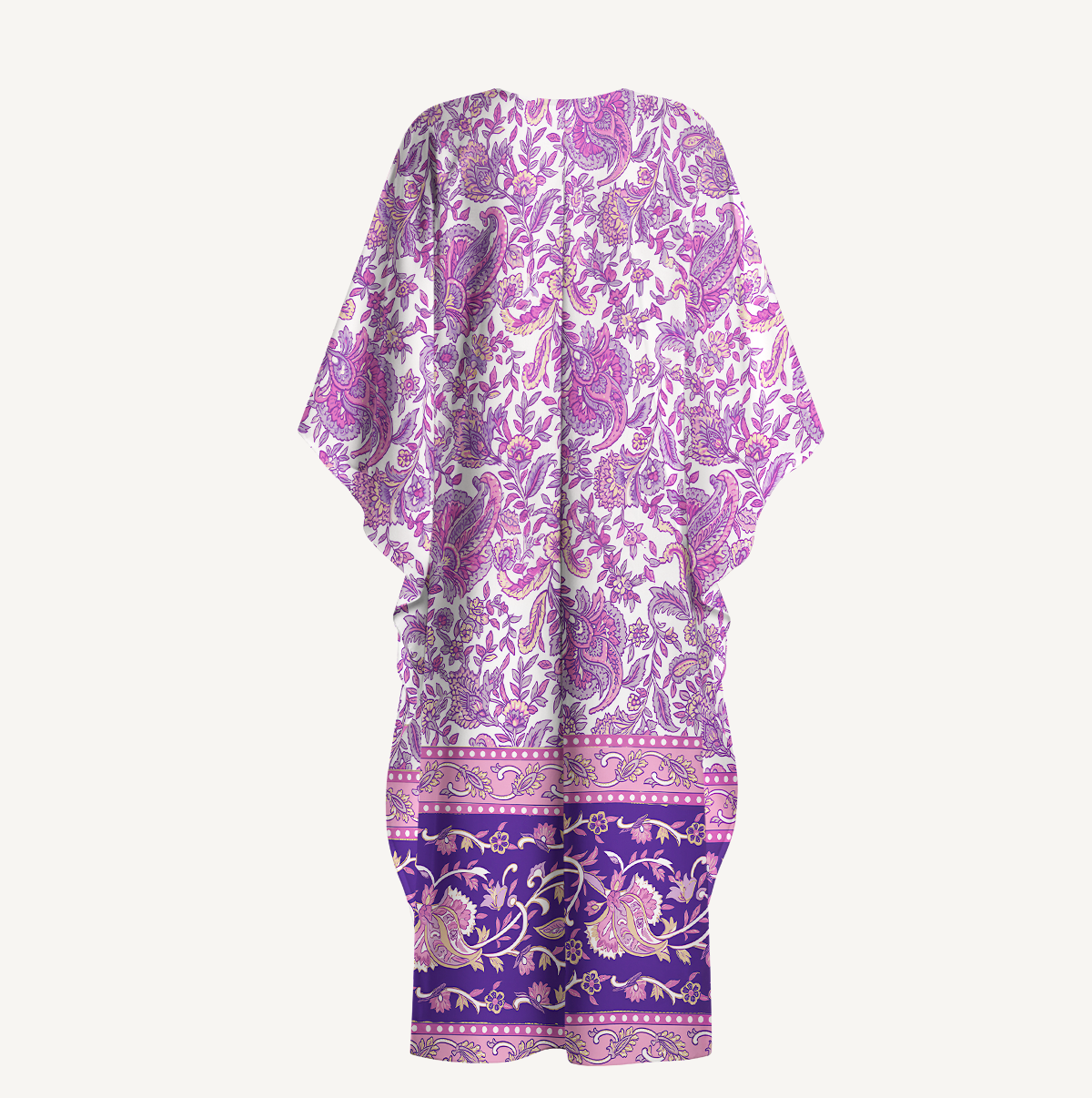 Violet Paisley Garden Soft Kaftan Maxi Dress