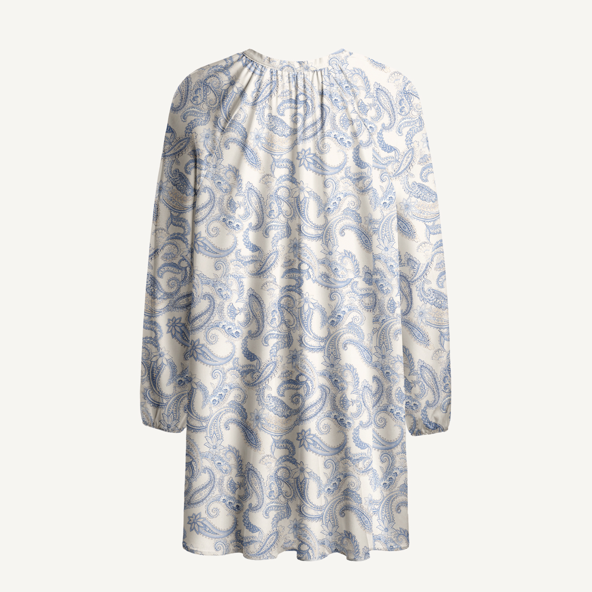 Blue Vintage Paisley Long Sleeve Womens Mini Dress