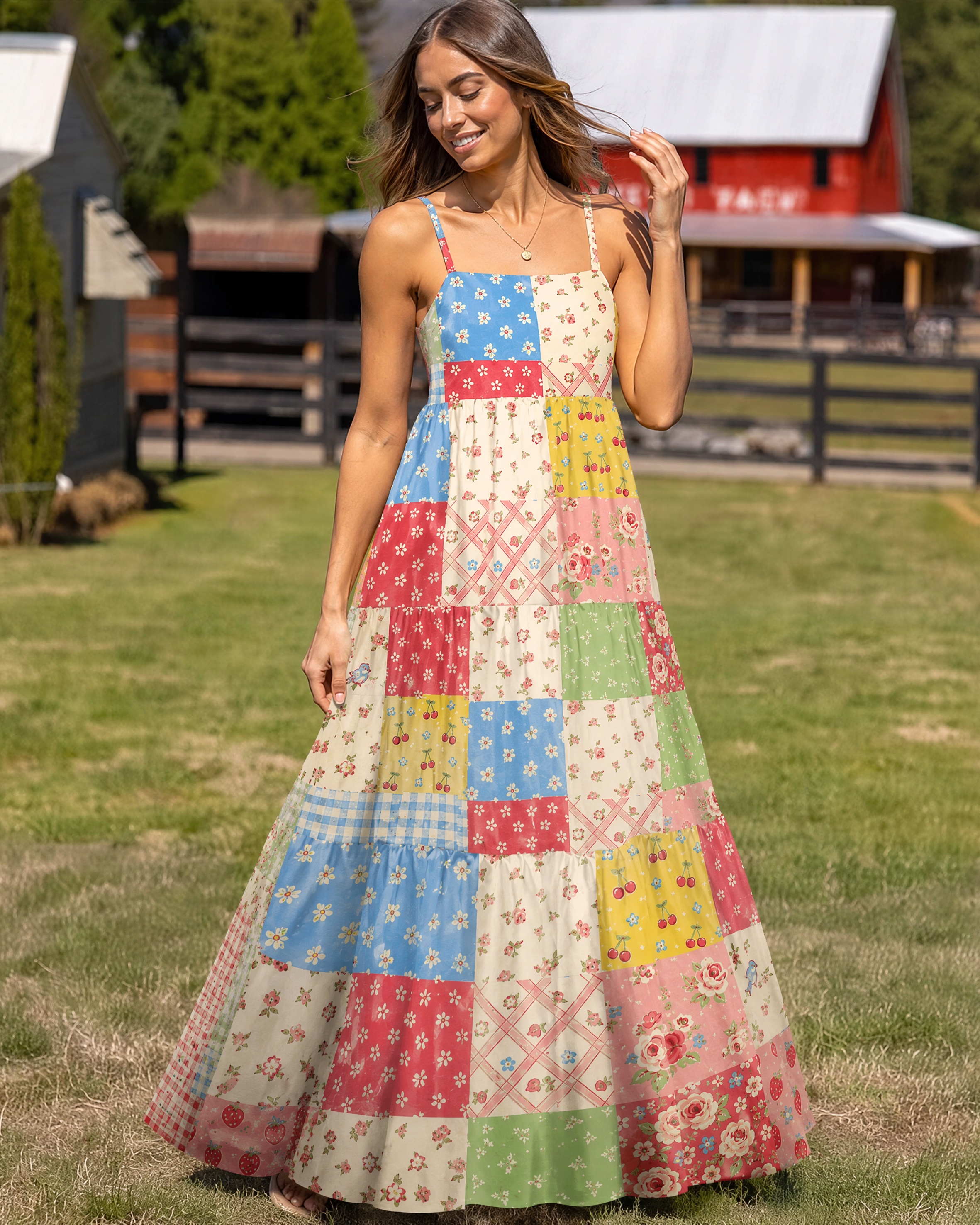 Sweet Memory Quilt Strap Maxi Dress With Pockets