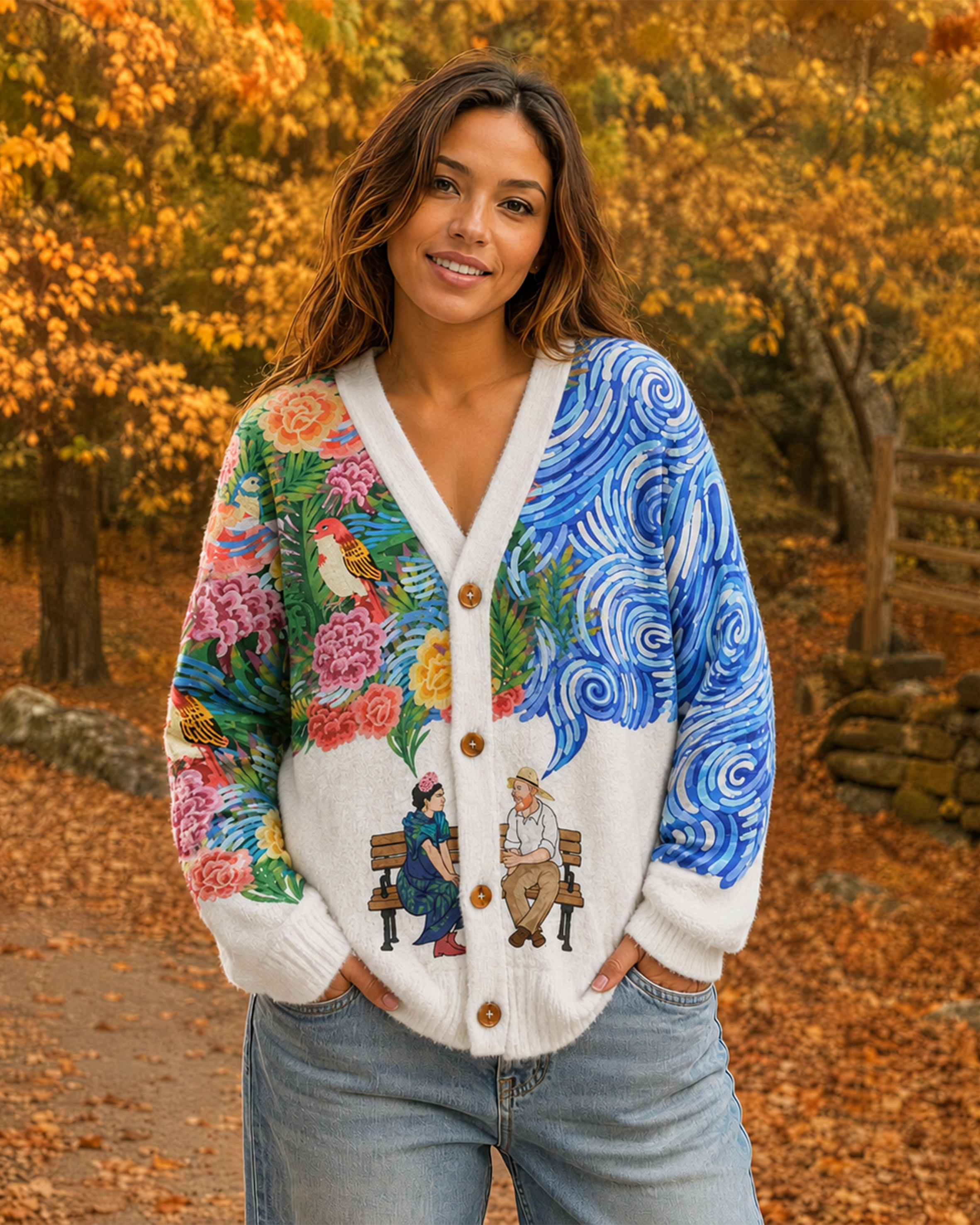 Frida Meets Van Gogh Cardigan Sweaters
