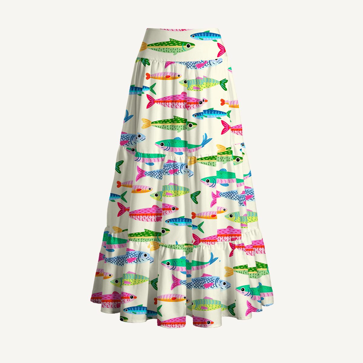 Retro Sun & Palm Maxi Skirt & Strapless Dress