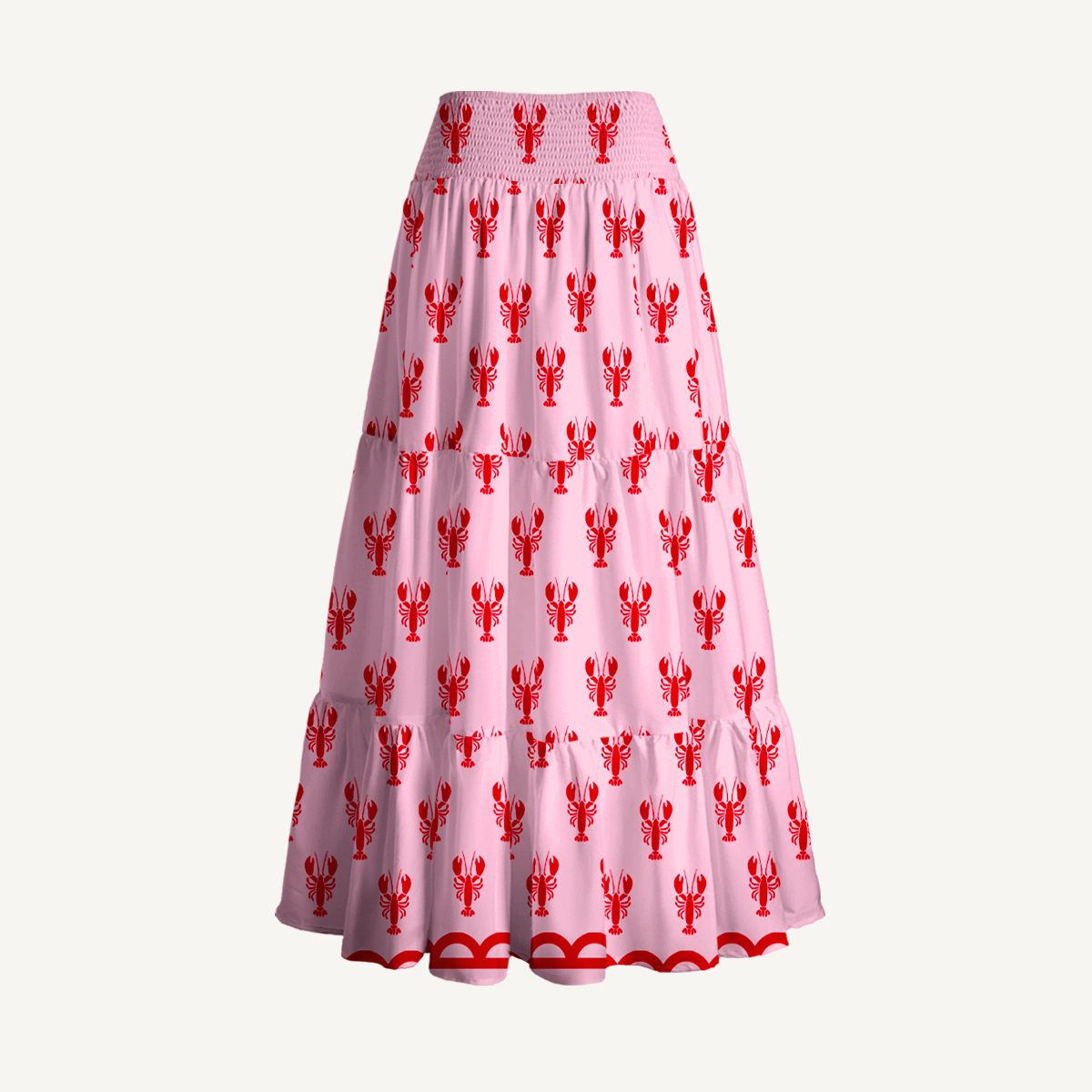 Pink Lobster Maxi Skirt & Strapless Dress  