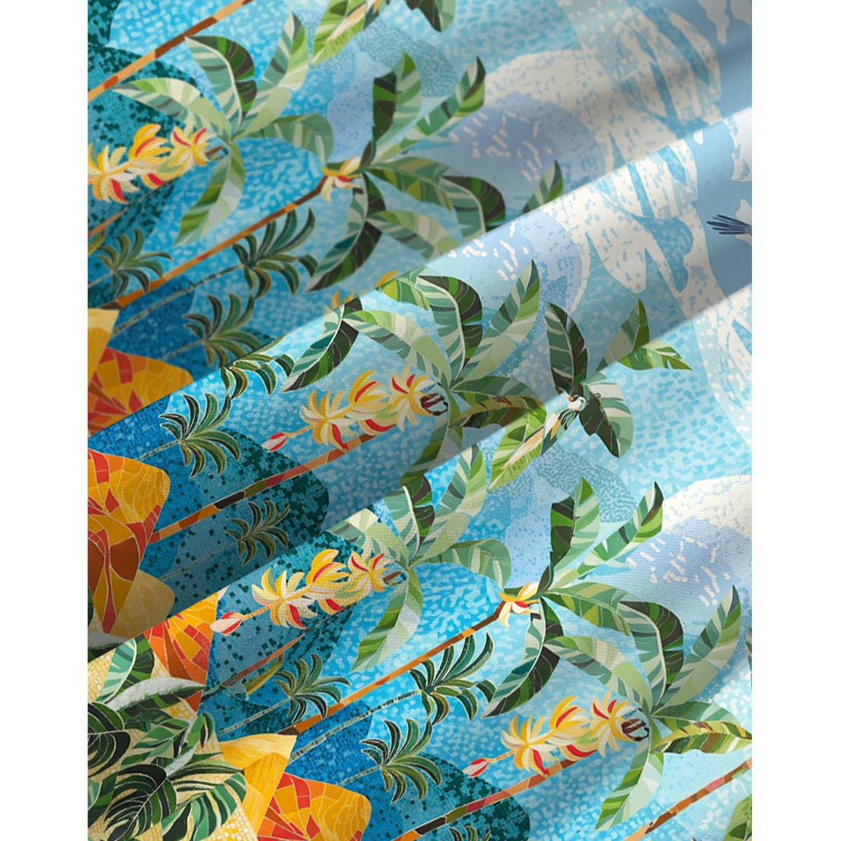 Rainforest Palm Tree Print Spaghetti Strap Mini Dress