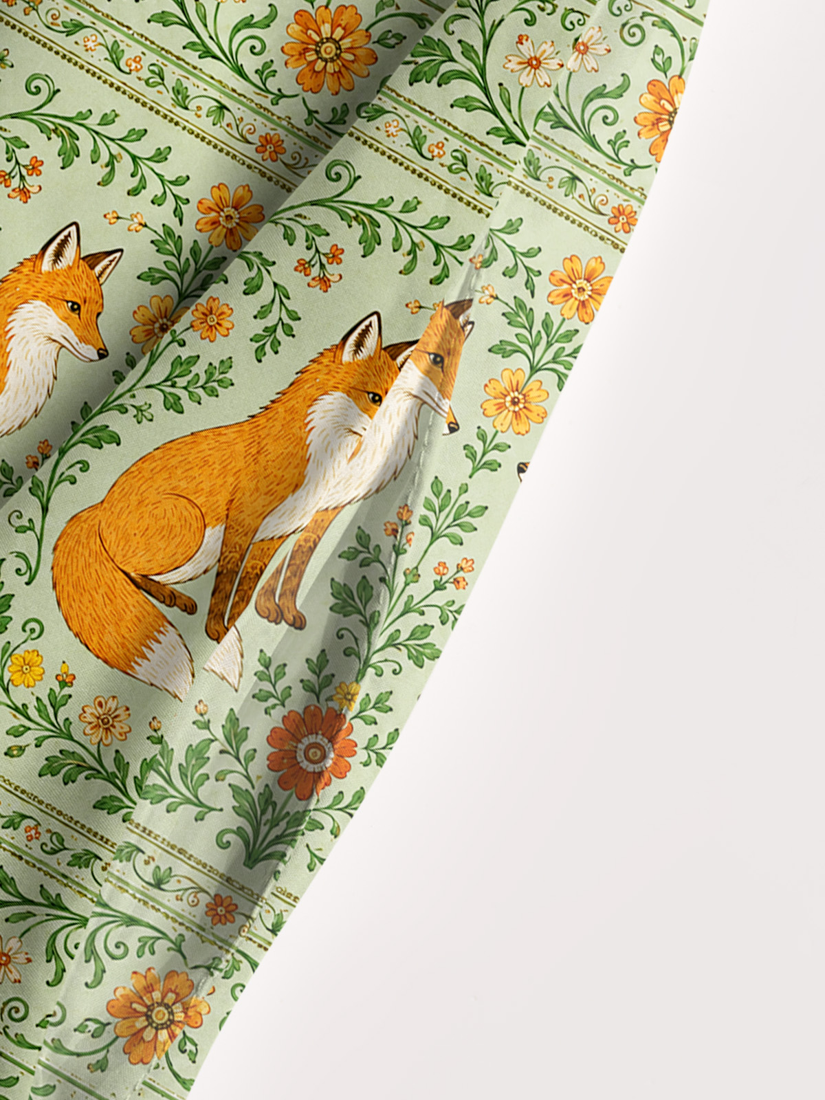 Sage Green Forest Foxes Strap Maxi Dress With Pockets