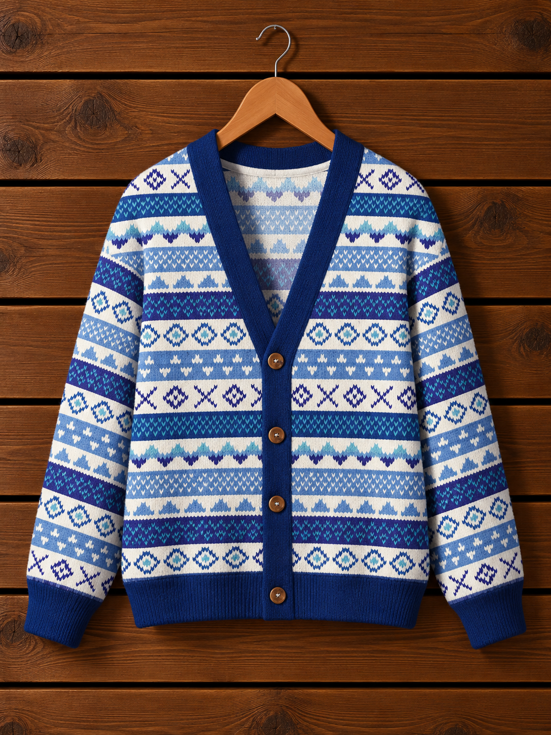 Nordic-Inspired Geometric Stripe Cardigan Sweaters