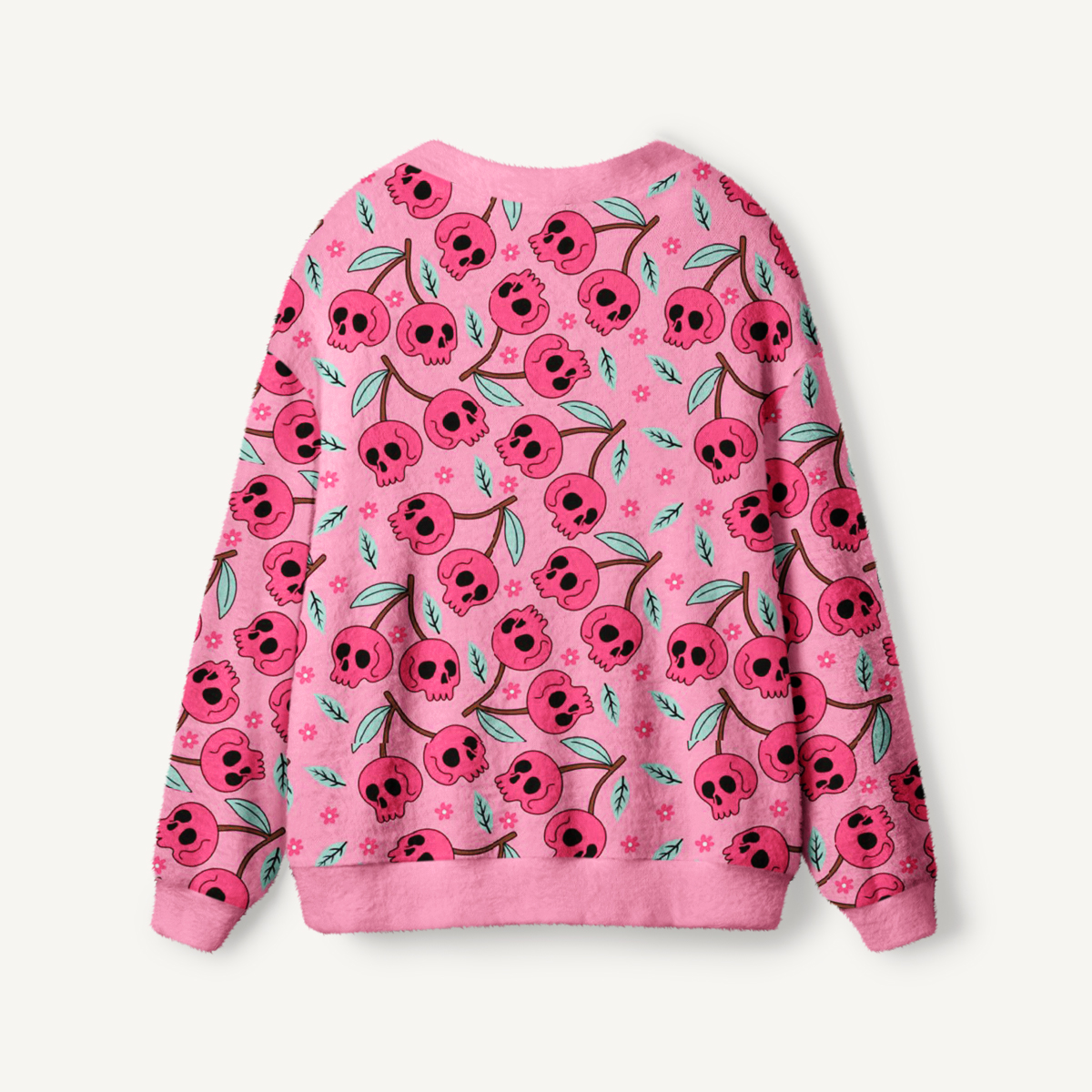 Pink Skull Blossom Halloween Ugly Cardigan Sweaters