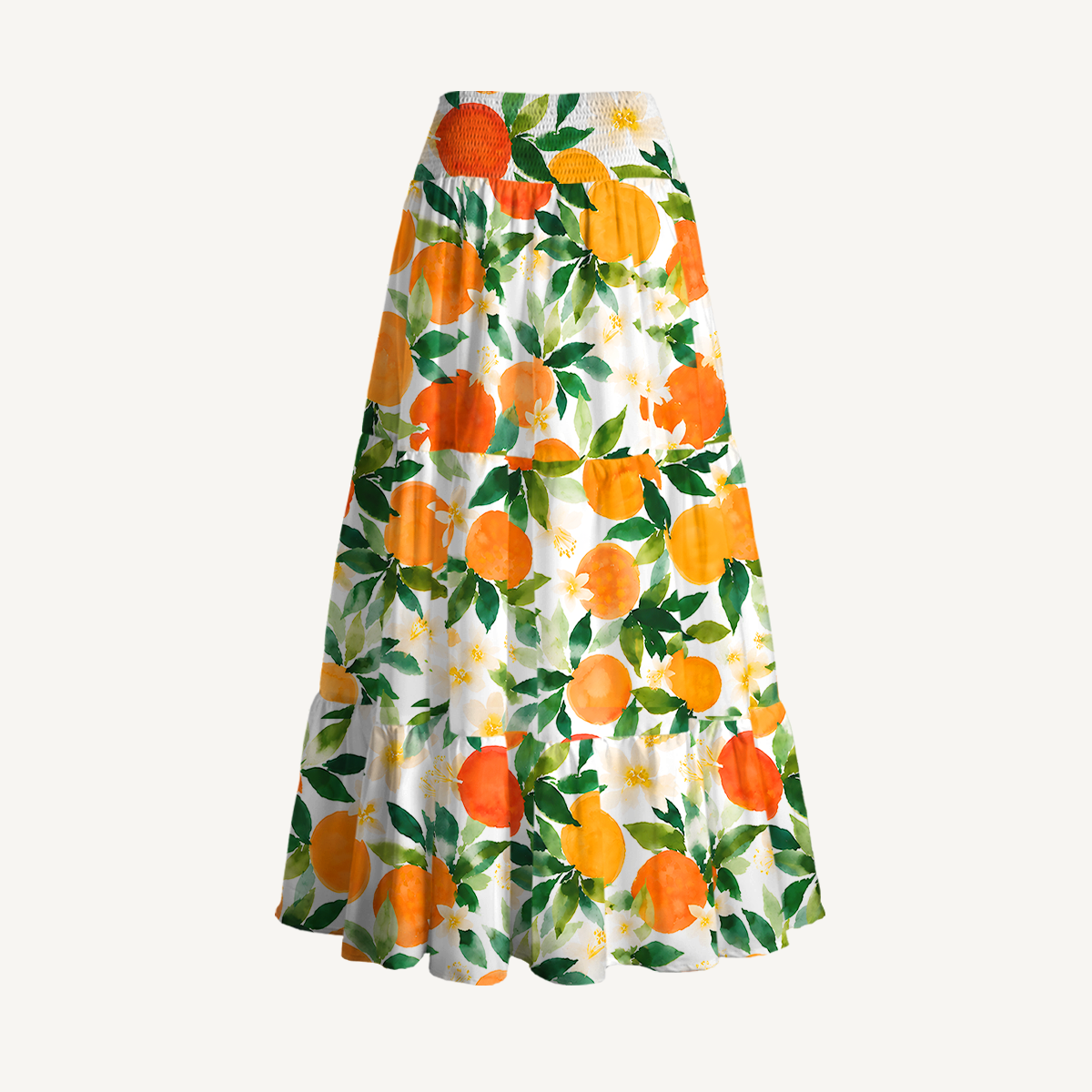 Citrus Grove Blossoms Summer Maxi Skirt