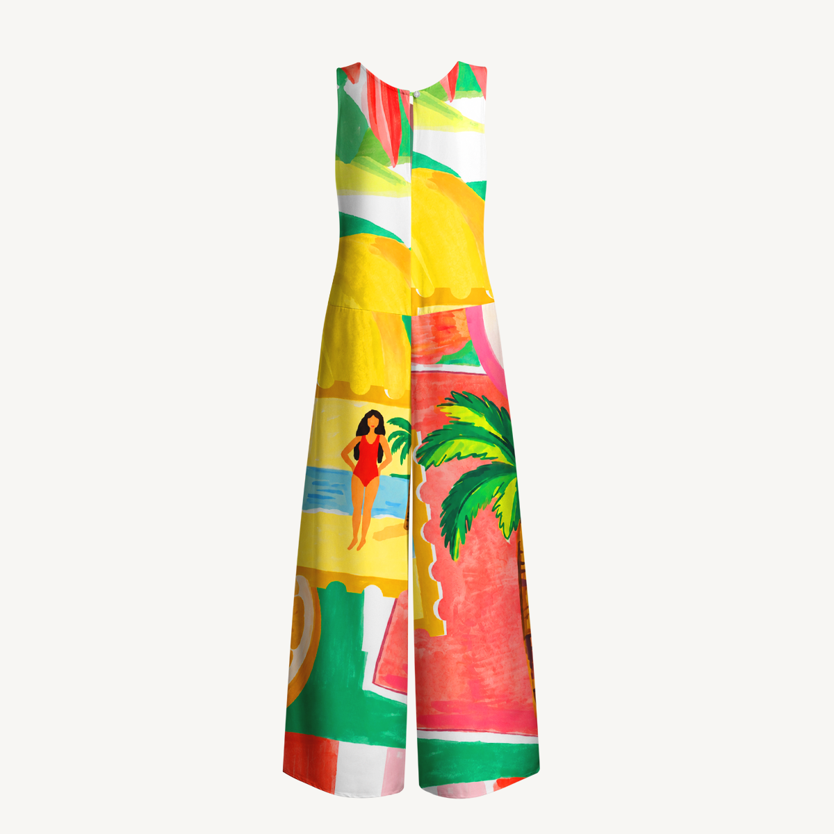 Tropical Floral & Palm Jumpsuit with Pockets for Women