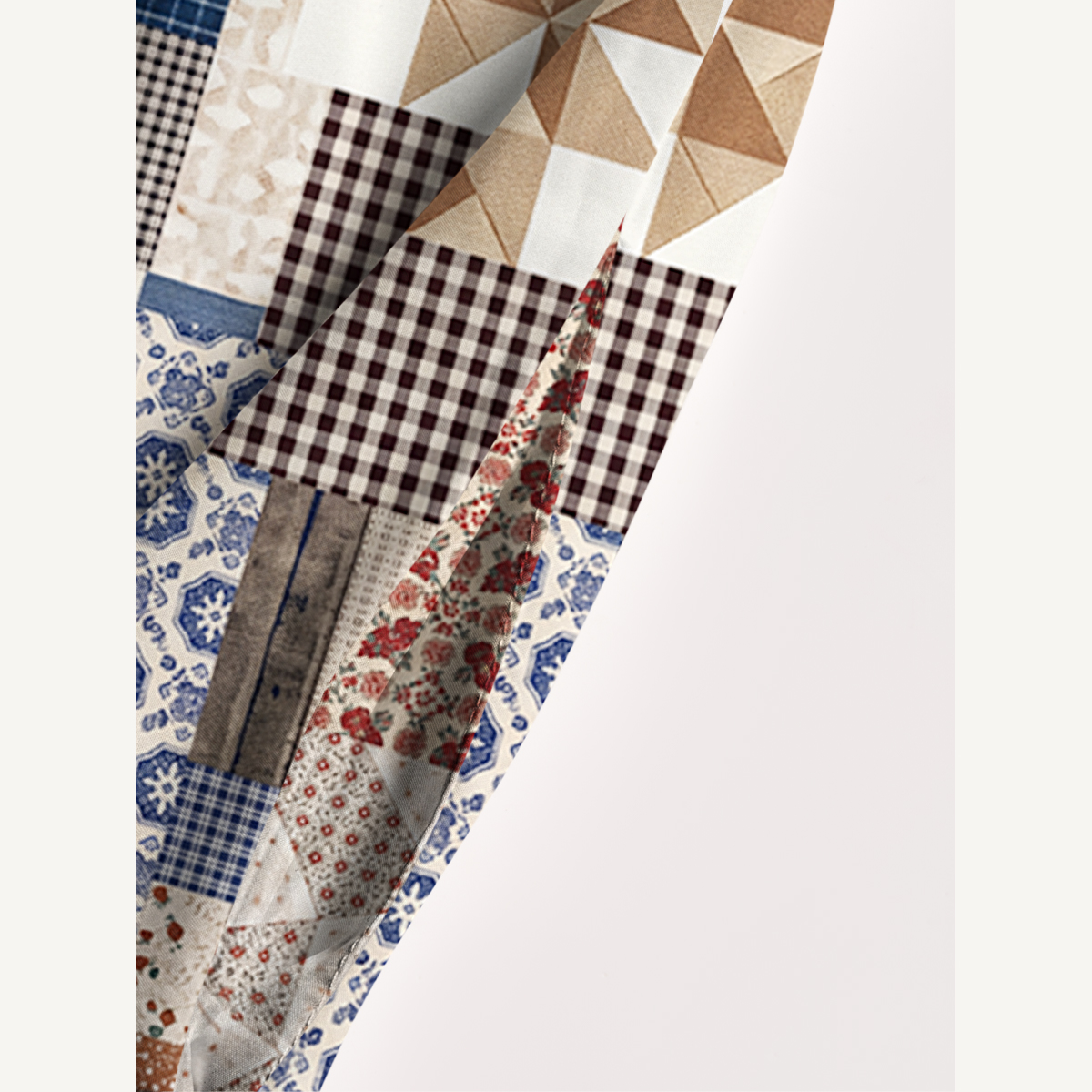 Country Cottage Patchwork Print Strap Maxi Dress With Pockets