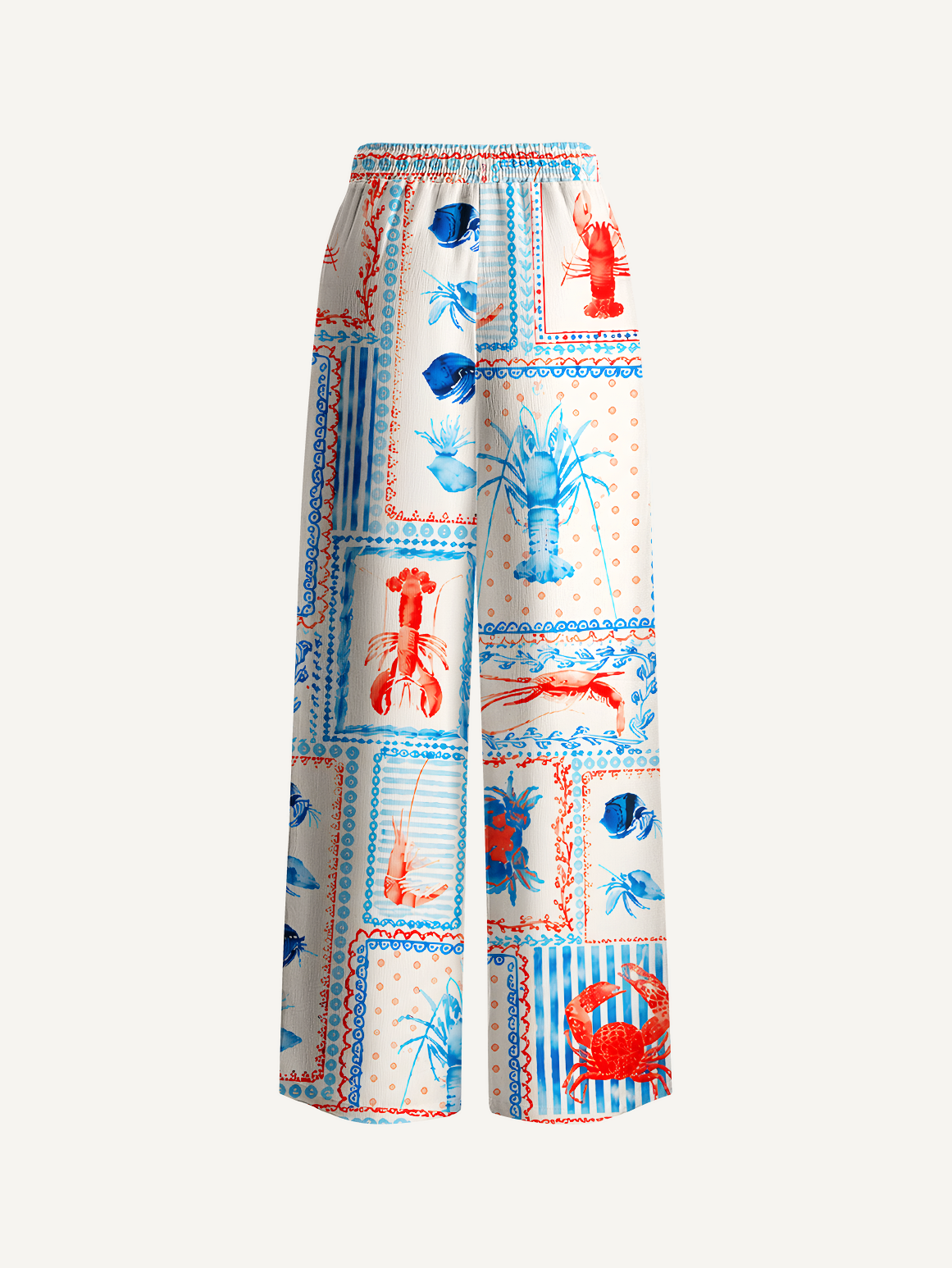 Lobster & Crab Patchwork Pants For Women
