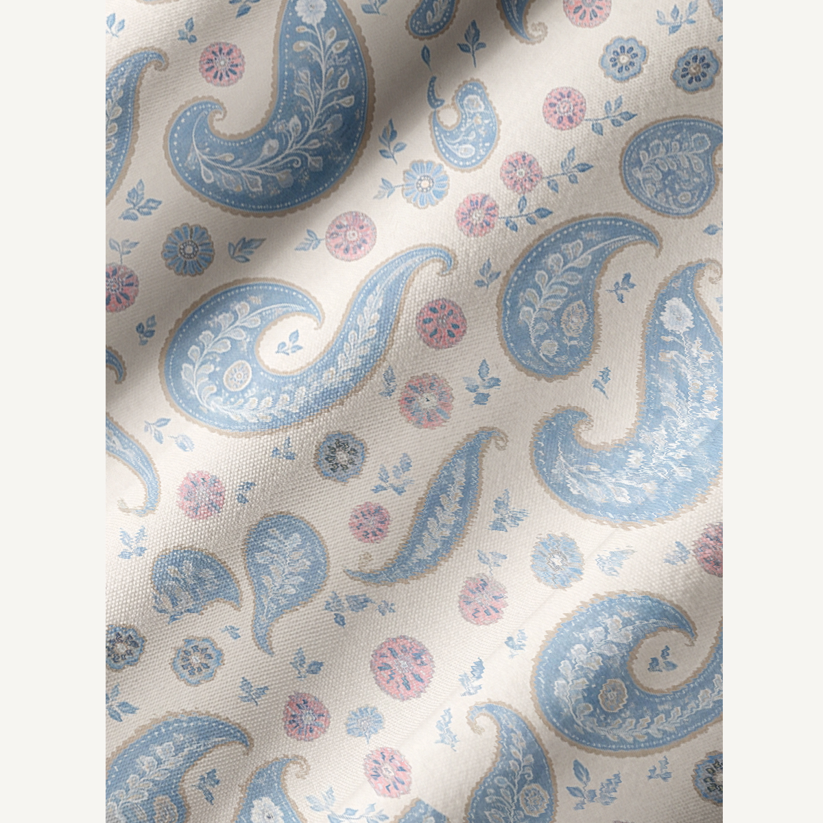 Sky Blue Paisley Bloom Long Sleeve Mini Dress For Women
