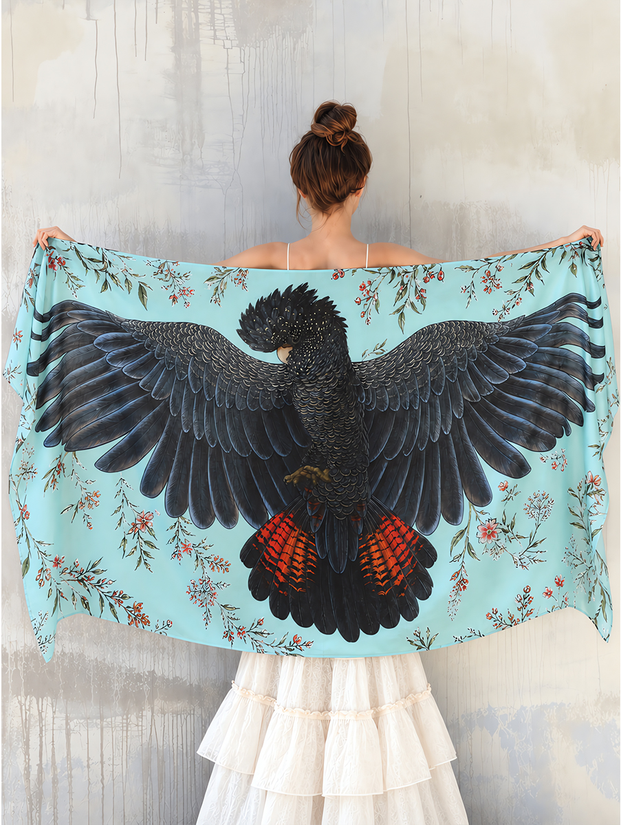 Botanical Blue Cockatoo Shawl
