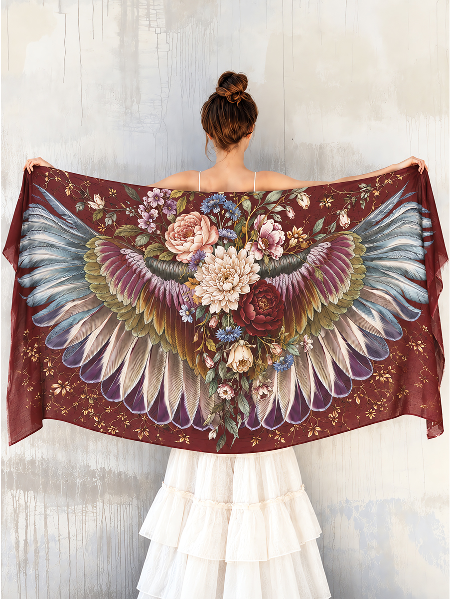 Romantic Floral Wing Shawl