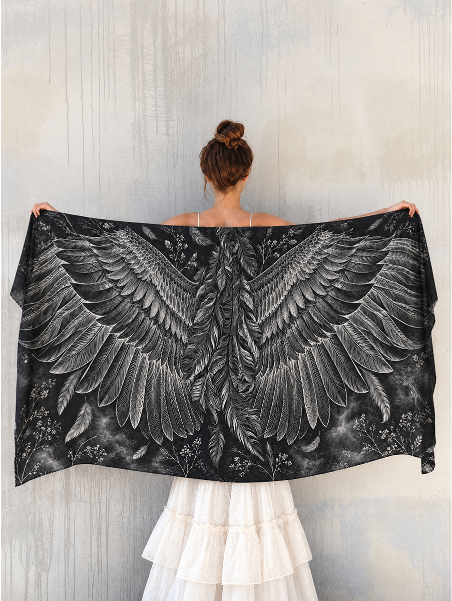 Gothic Botanical Feather Wing Shawl