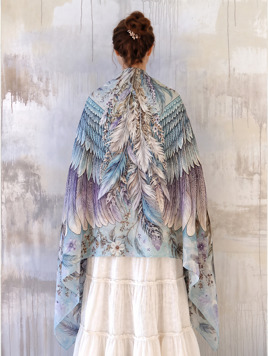 Dreamy Pastel Feather Wing Shawl