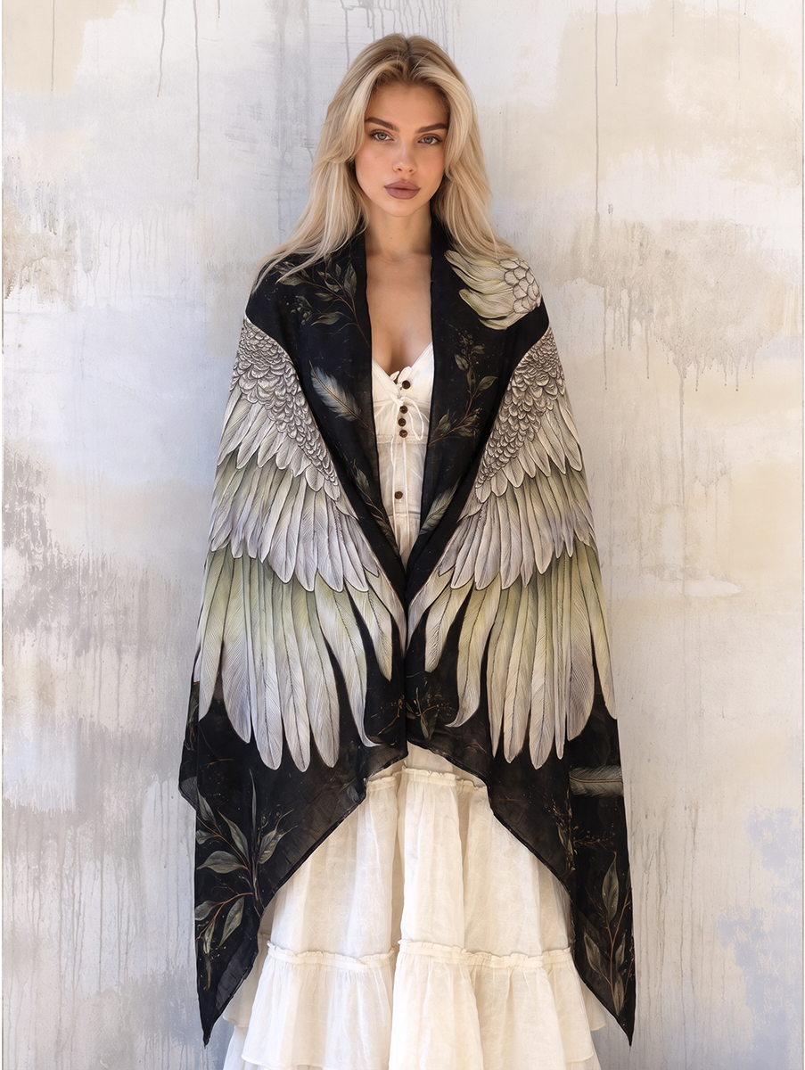 Mystic White Cockatoo Wing Shawl