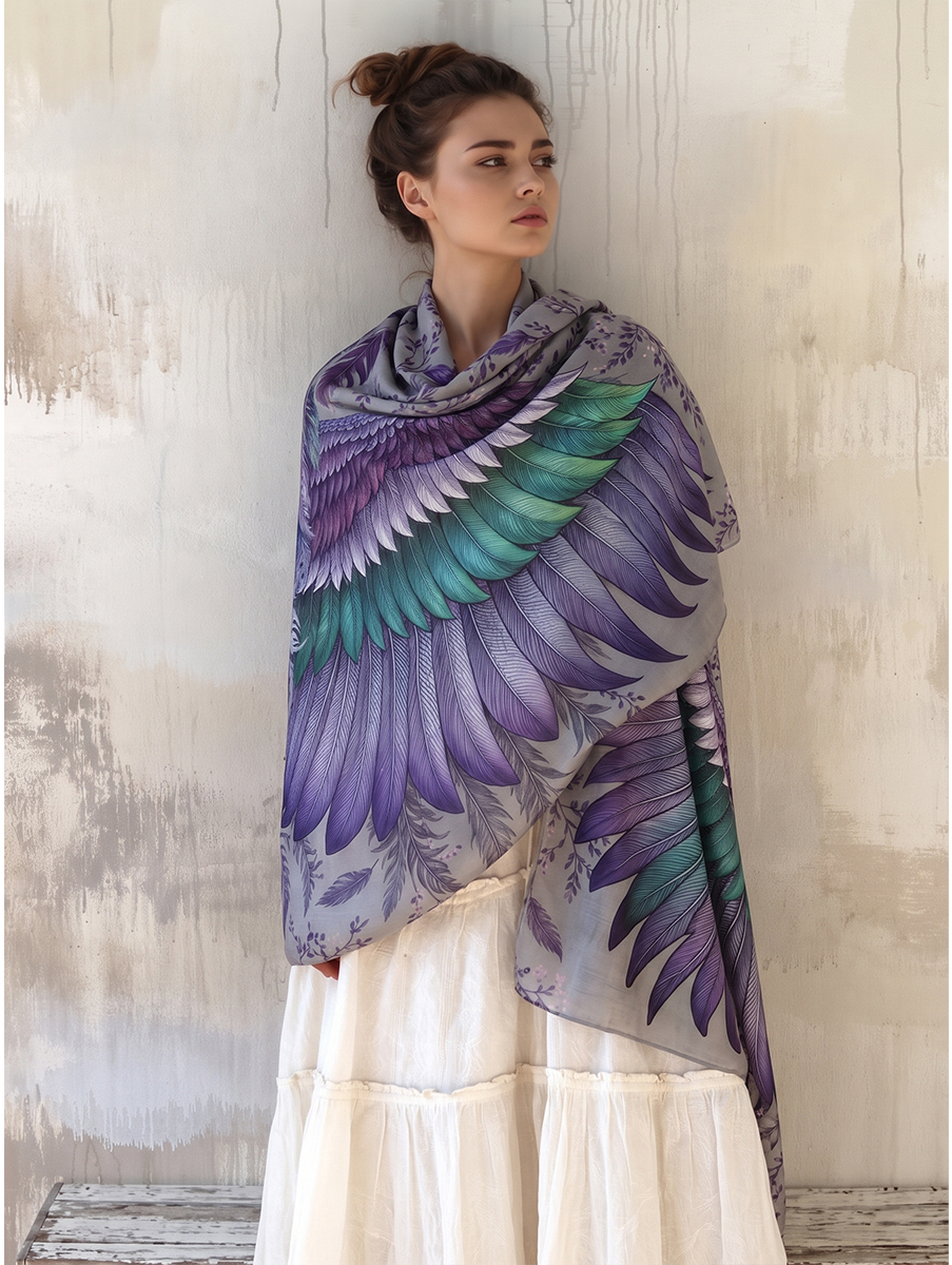 Ethereal Lavender Feather Wing Shawl