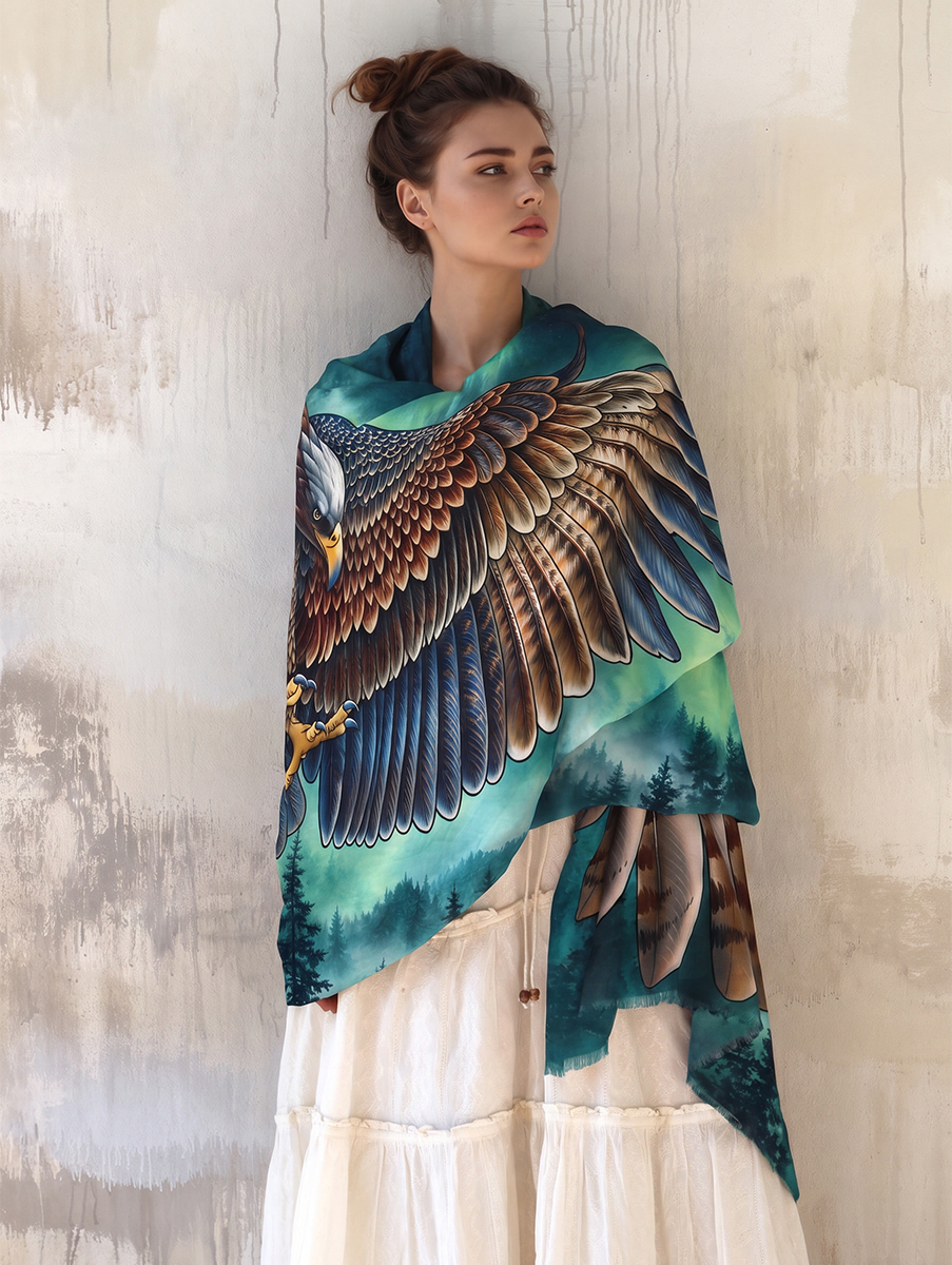 Mystic Aurora Bald Eagle Shawl