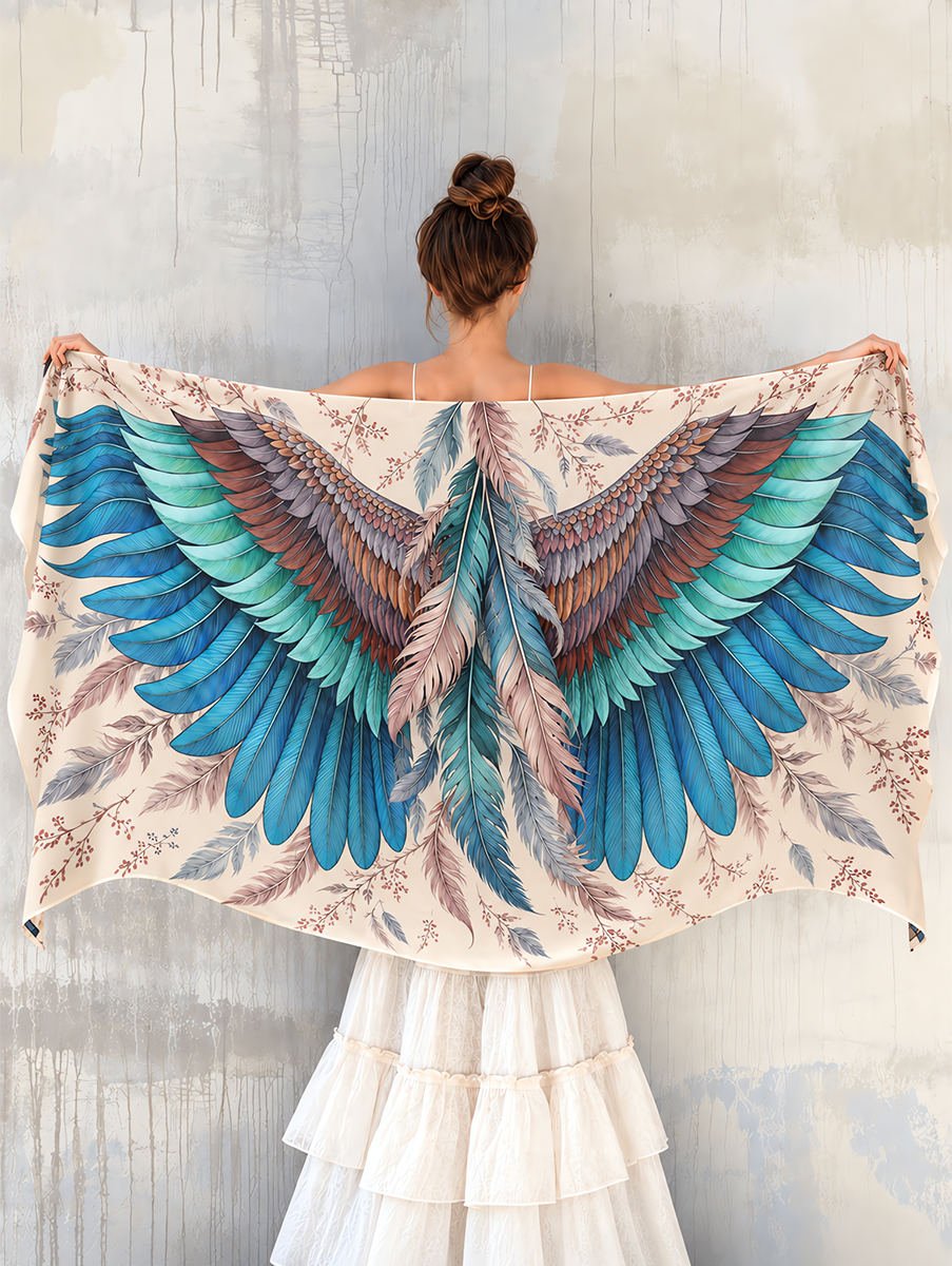 Romantic Pastel Feather Wings Shawl
