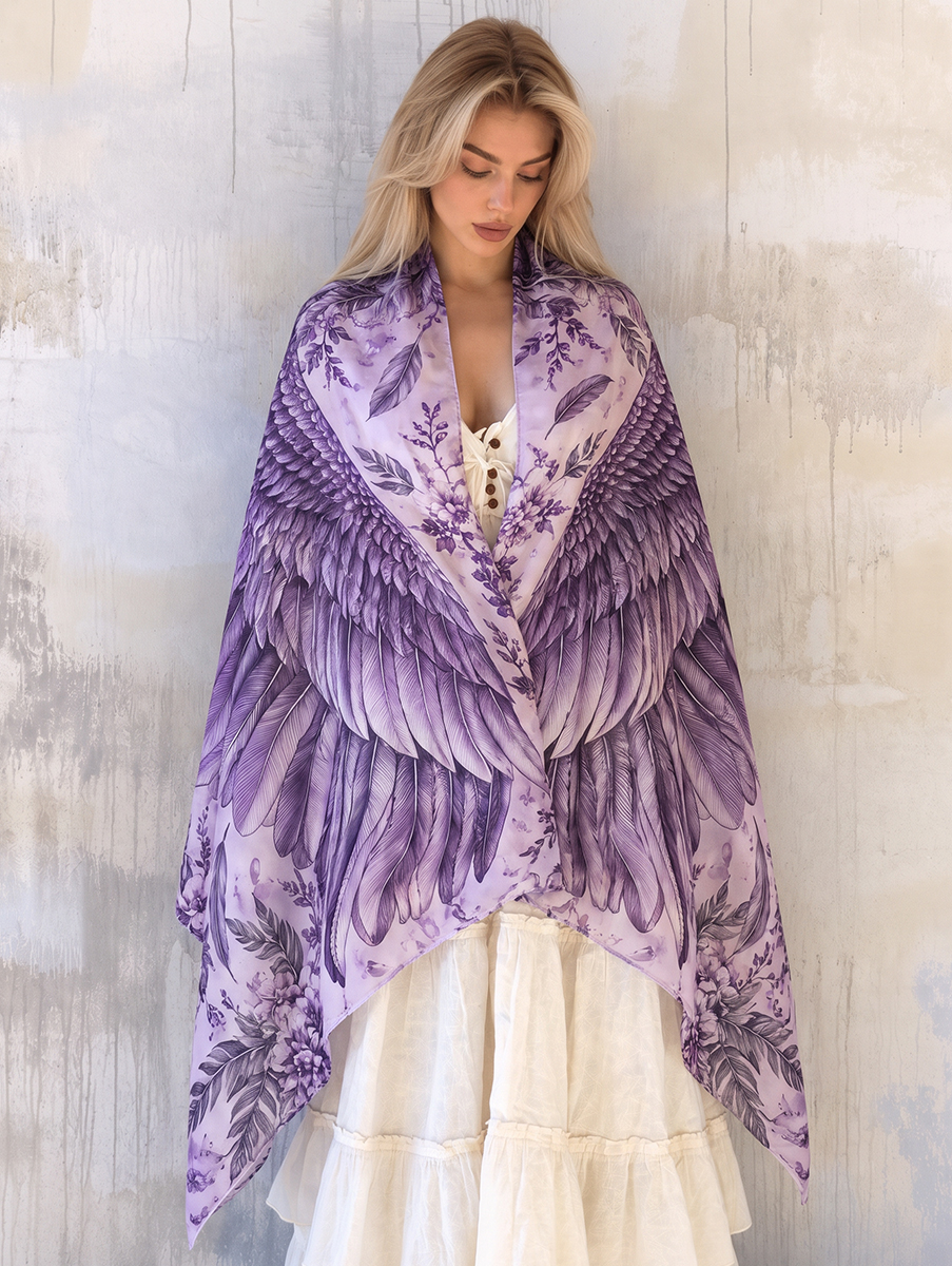 Lavender Botanical Feather Wings Shawl