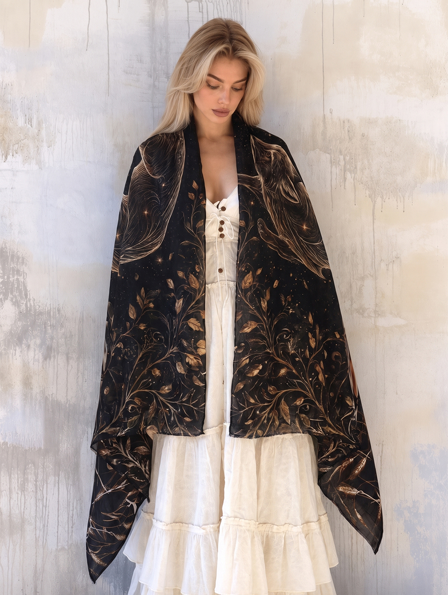 Celestial Woodland Fox & Deer Shawl