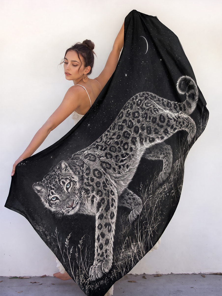 Midnight Snow Leopard Shawl
