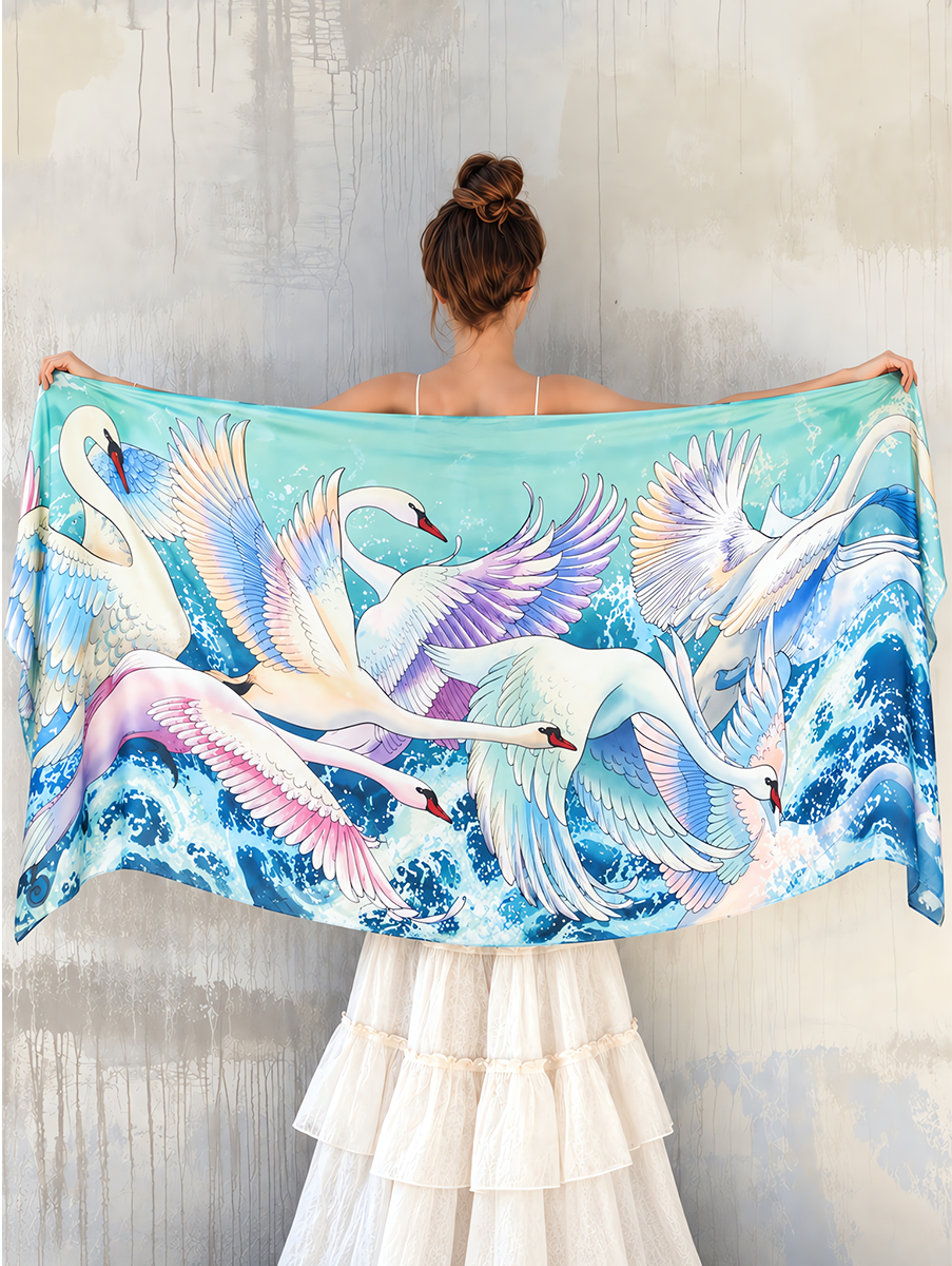 Dreamy Ocean Swan Shawl
