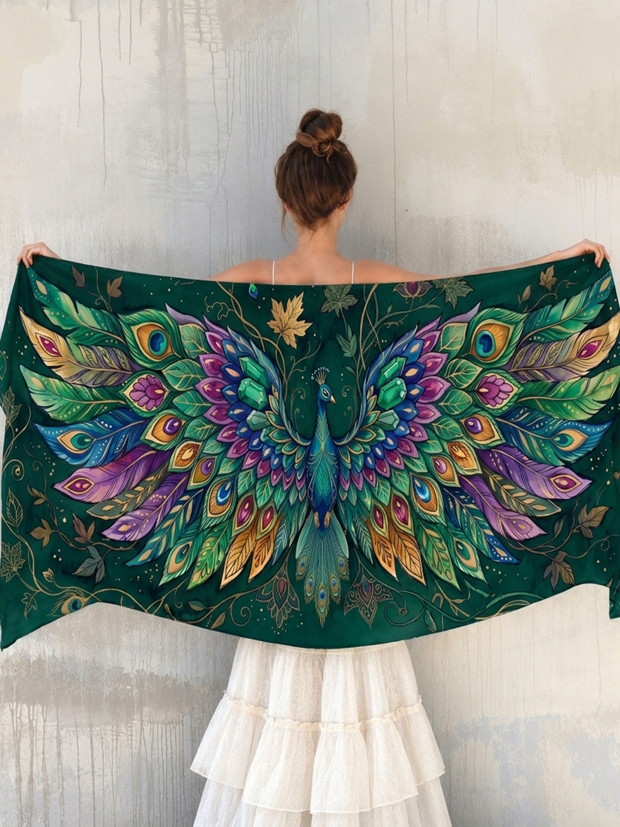 Enchanted Peacock Wing Shawl