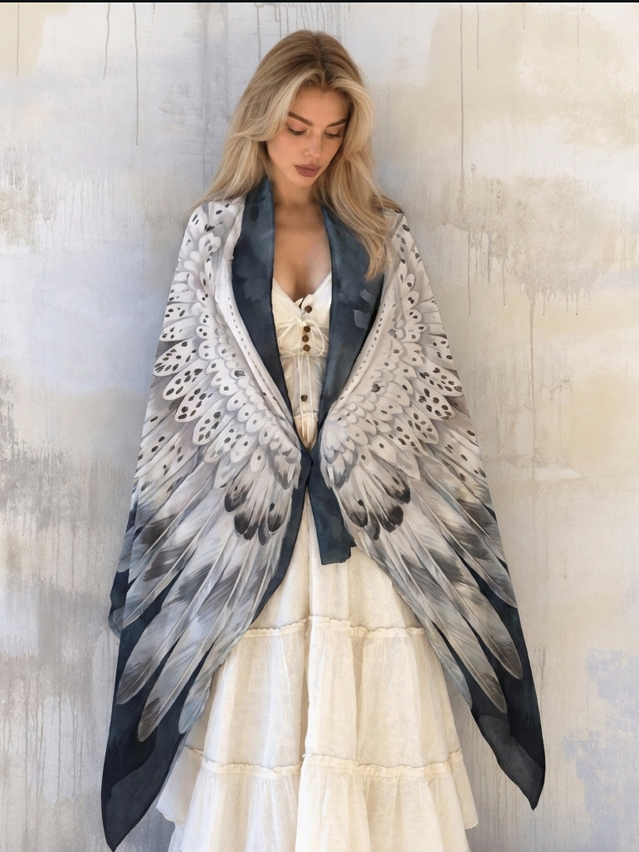 Winter Spirit Snowy Owl Wing Shawl