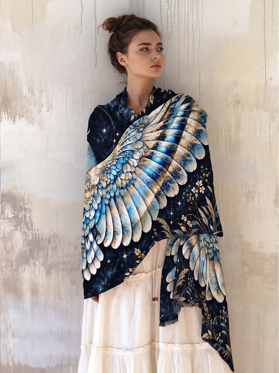 Celestial Moonlight Owl Wing Shawl