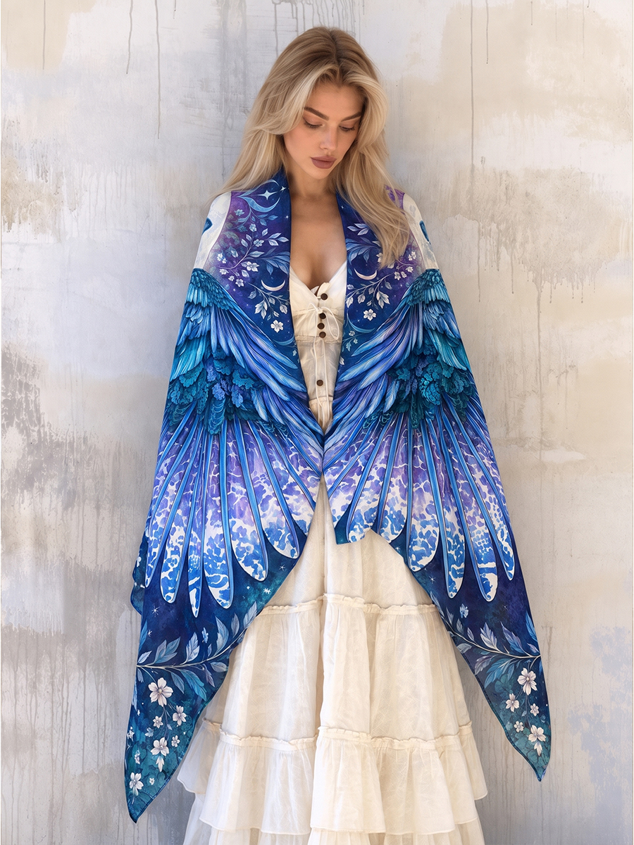 Celestial Bastet Wing Moonlit Black Cat Shawl