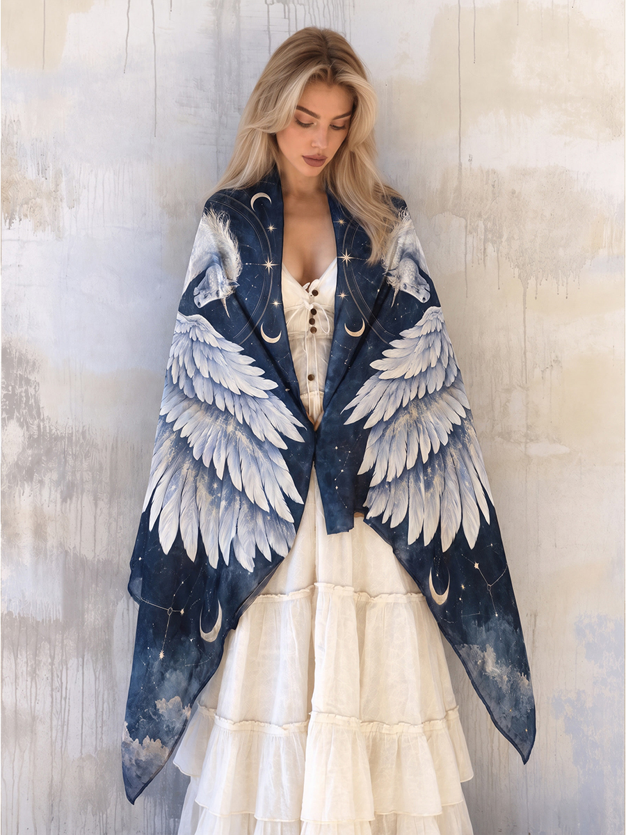 Moonlit Winged Horses Shawl