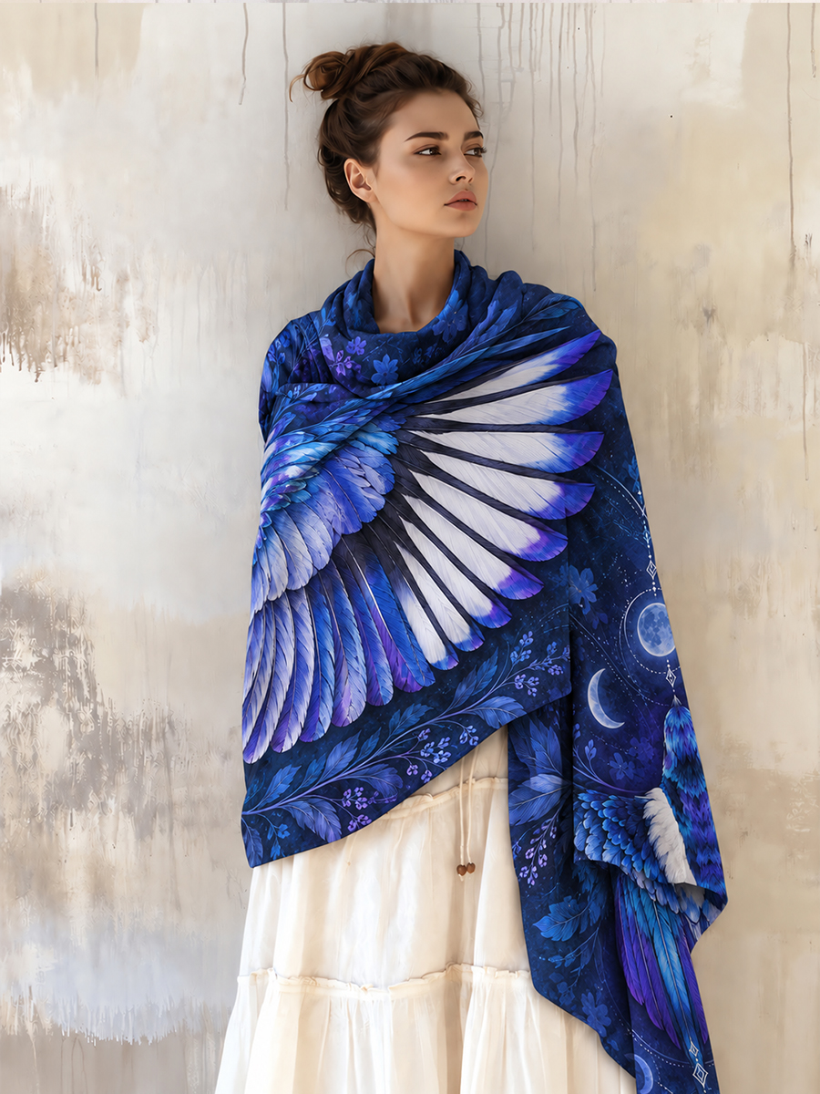 Midnight Blue Magpie Wing Shawl