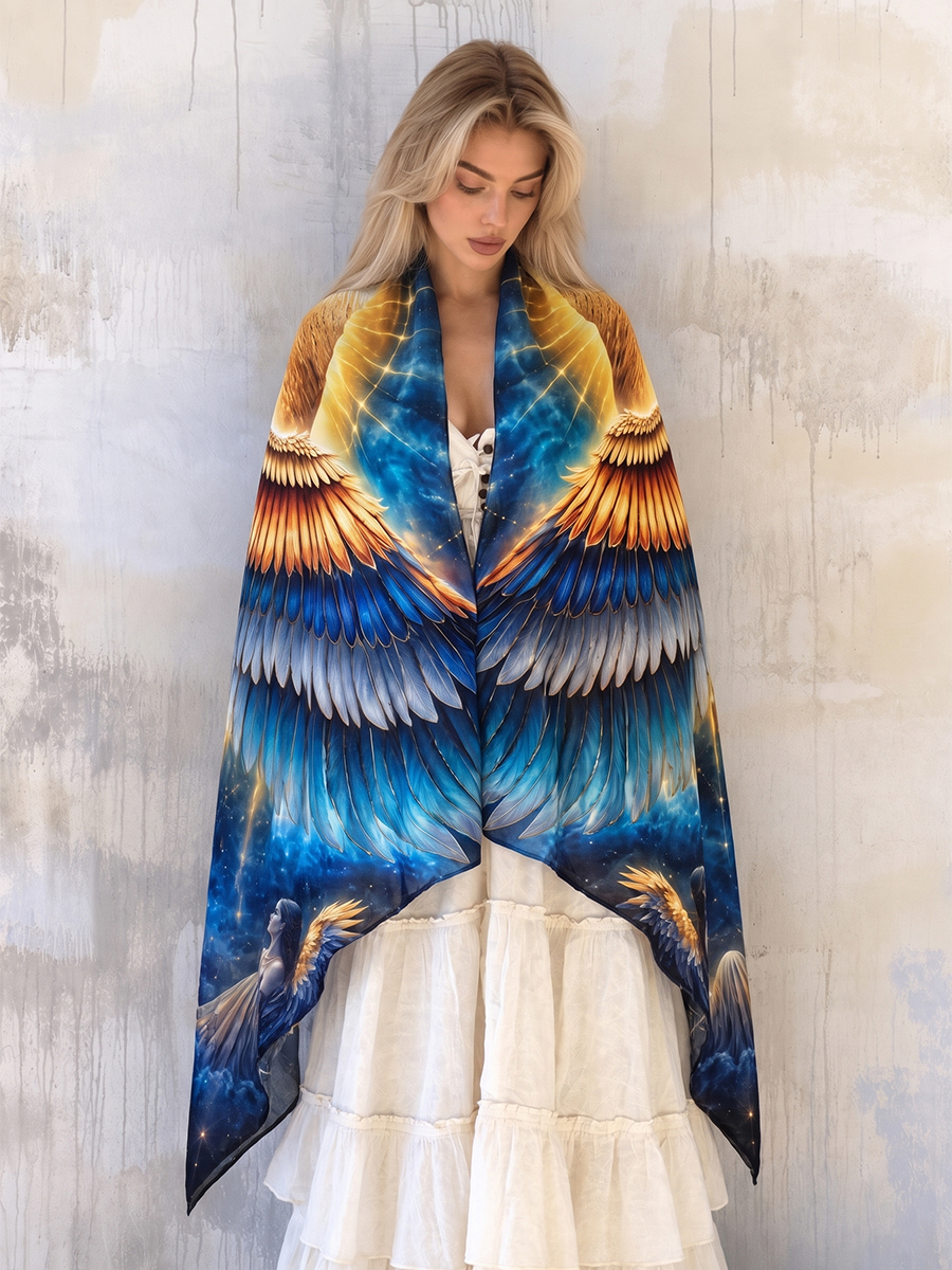 Sacred Remembrance Celestial Ankh Wing Shawl
