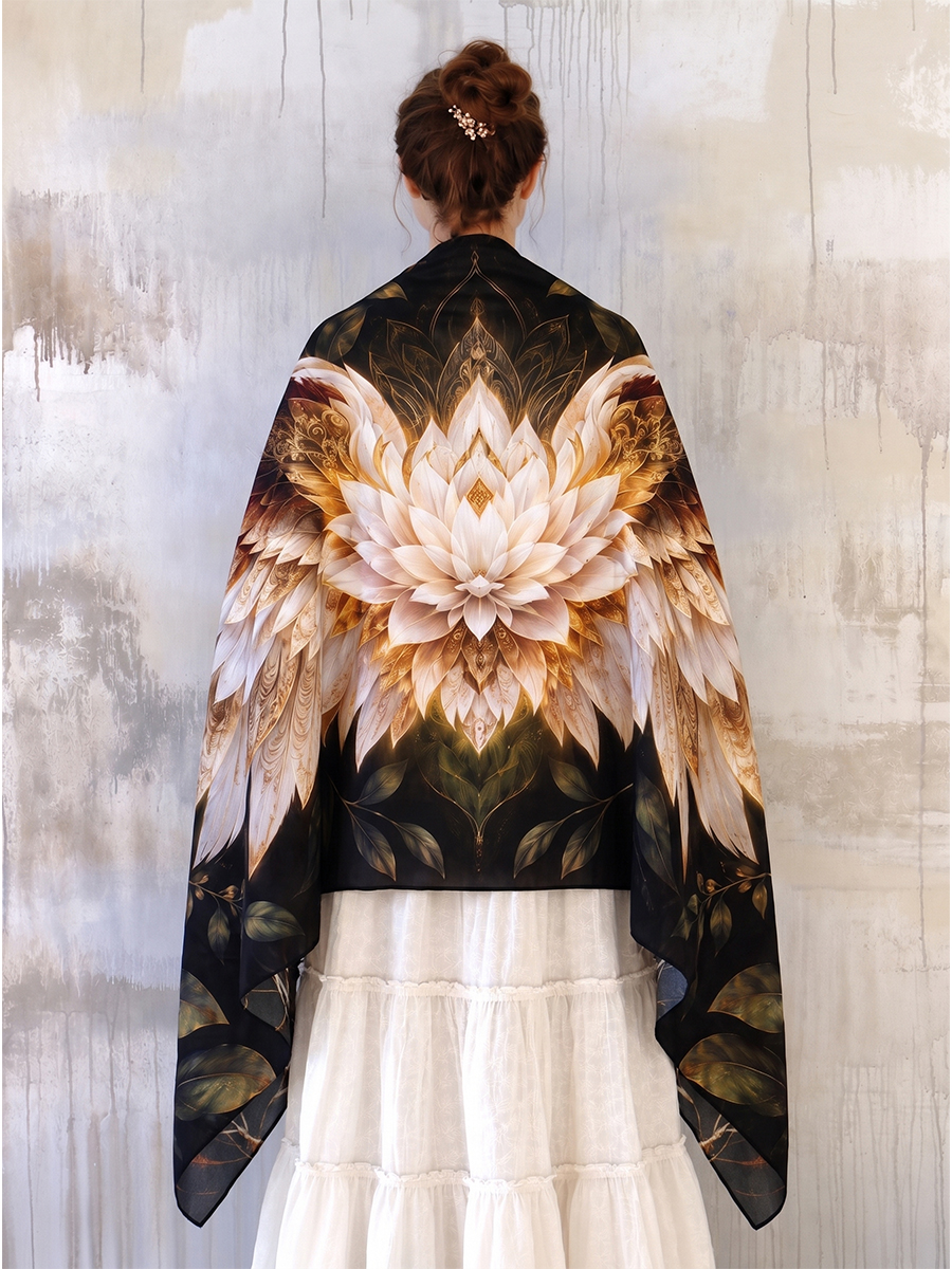 Midnight Bloom Feather Wings Shawl