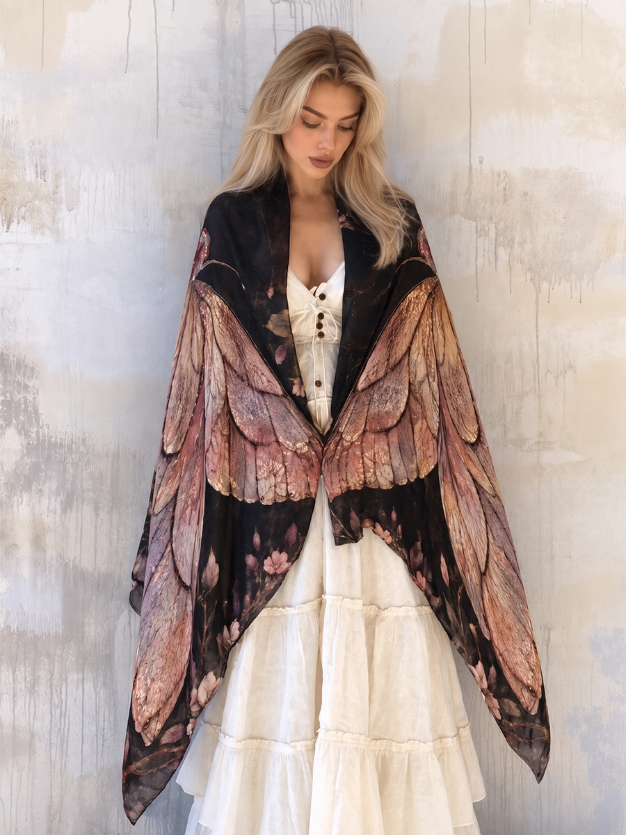Twilight Blush Cicada Garden Shawl
