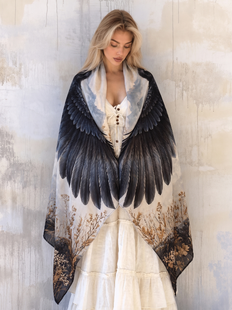 Silent Mountain Raven Wing Shawl